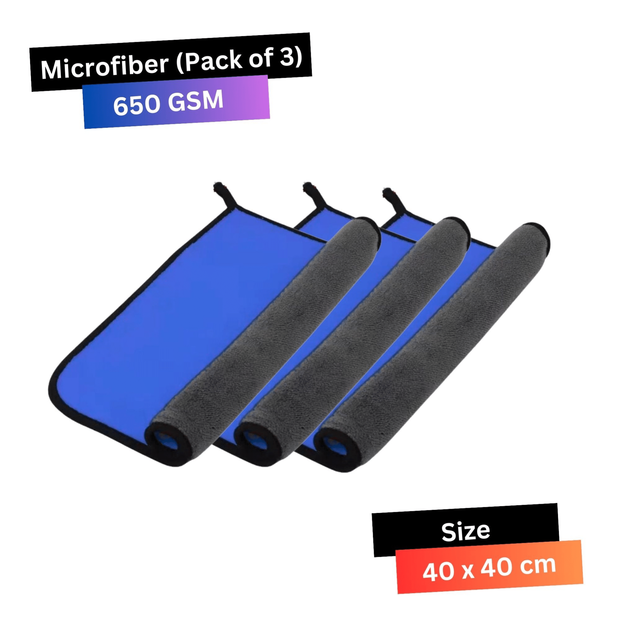 CRYSATLFRESH Blue 650 GSM Microfiber Cloth For Automobile ( Pack of 3 ) CRYSATLFRESH Blue 650 GSM Microfiber Cloth For Automobile ( Pack of 3 )