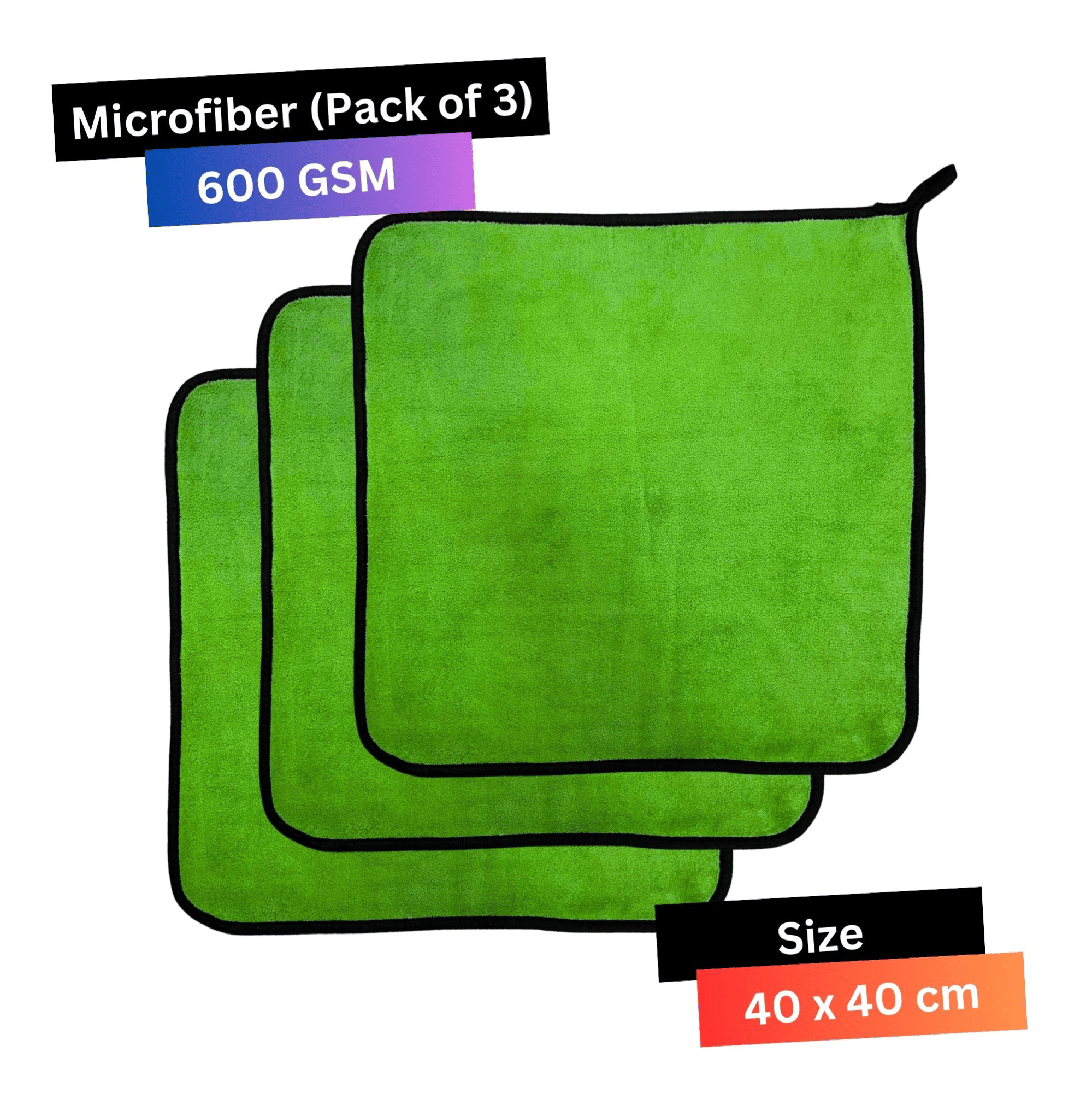     			CRYSATLFRESH Green 600 GSM Microfiber Cloth For Automobile ( Pack of 3 )