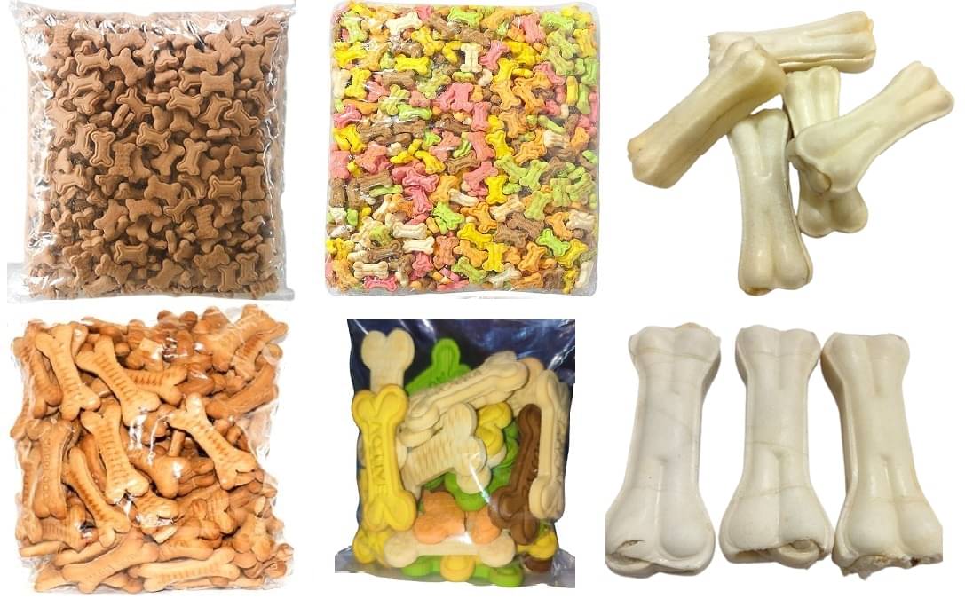 Crunchy Dog Biscuit Cocoa & Mix Flavor Small & Large Size with Rawhide Dog Chew Bone 3 & 4 Inch Size Each 100gm Pack Crunchy Dog Biscuit Cocoa & Mix Flavor Small & Large Size with Rawhide Dog Chew Bone 3 & 4 Inch Size Each 100gm Pack