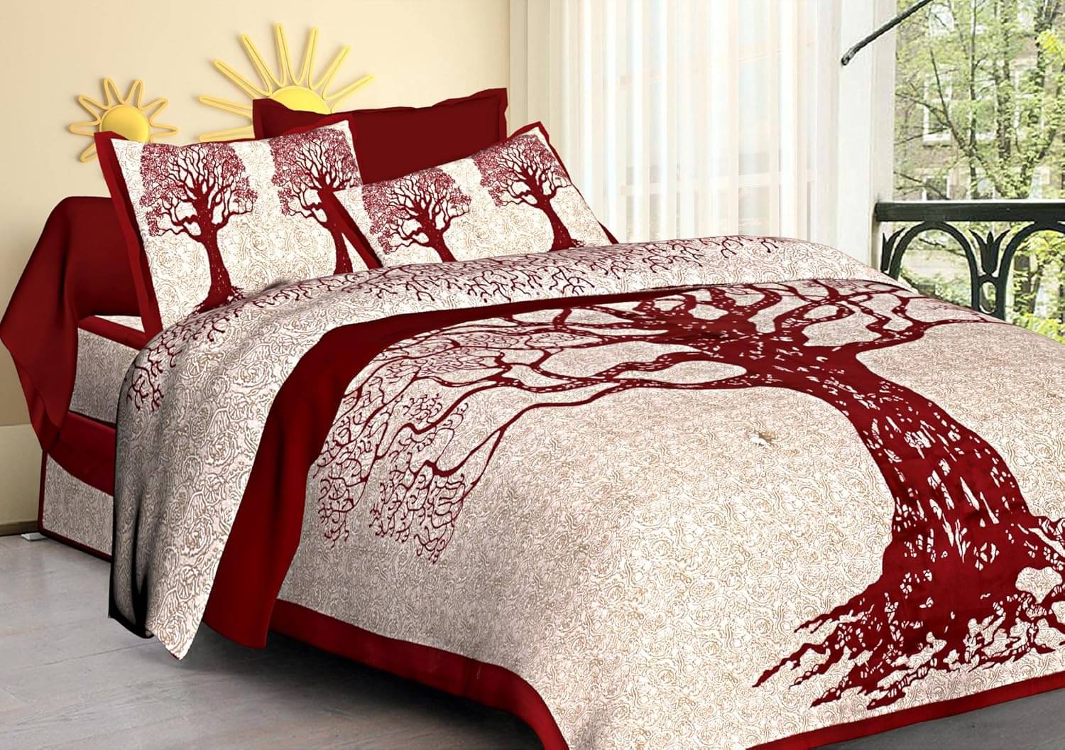 DESHBANDHU DBK Cotton 1 Double Bedsheet with 2 Pillow Covers ( Red ) DESHBANDHU DBK Cotton 1 Double Bedsheet with 2 Pillow Covers ( Red )