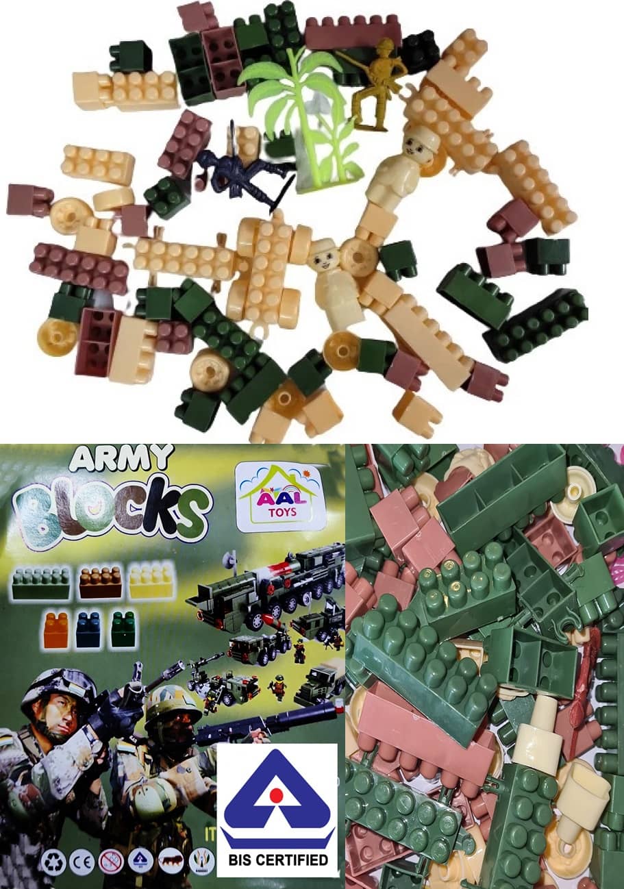 FRATELLI® Building Blocks for Kids - Certified European Saftey Standards (80+pc Military/Army Building Blocks Small Blocks Bag Packing, Best Gift Toy, Block Game for Kids,Boys,Children)