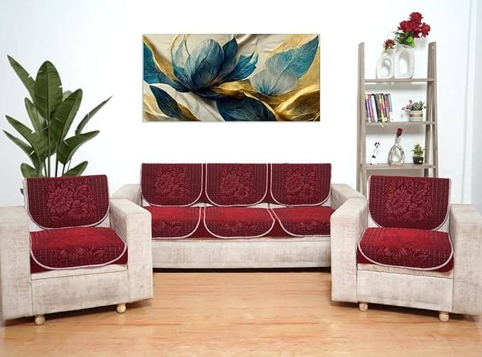     			FURNISHING HUT 5 Seater Poly Cotton Sofa Cover ( Pack of 1 )