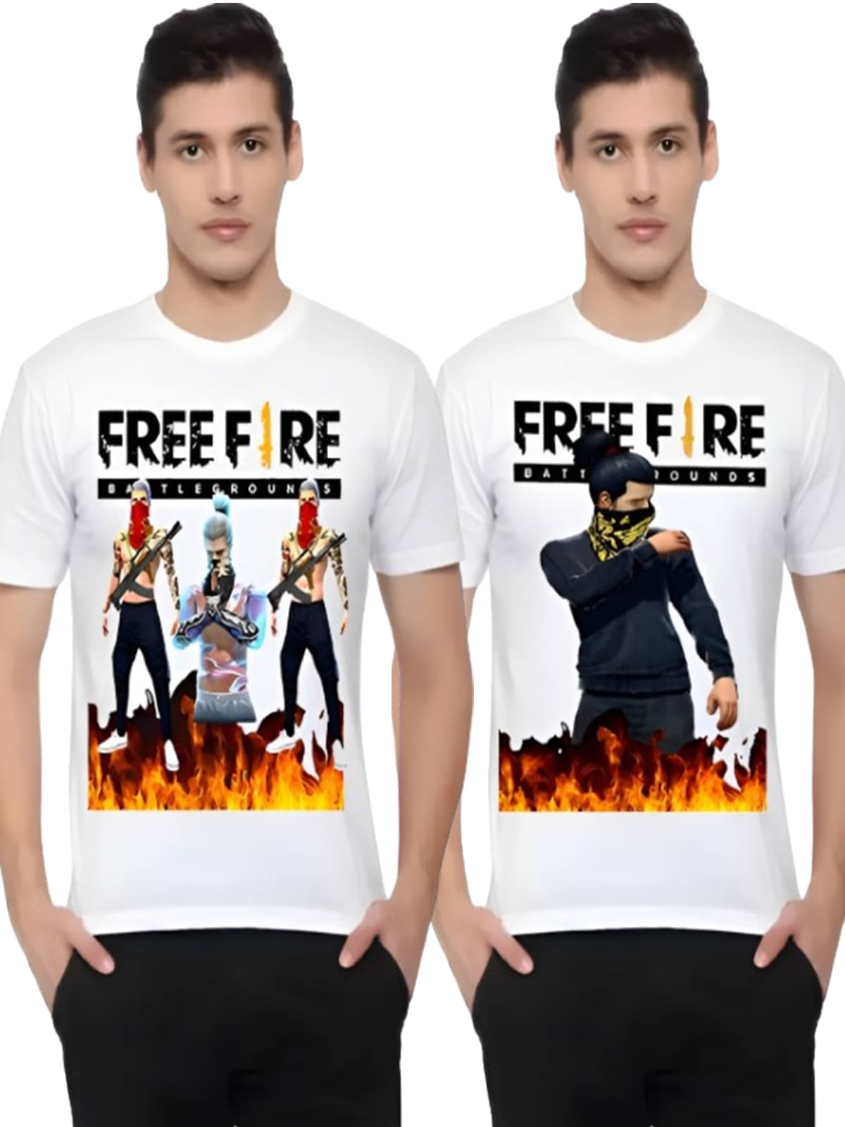 GAYU Polyester Regular Fit Printed Half Sleeves Men's Round T-Shirt - White ( Pack of 2 ) GAYU Polyester Regular Fit Printed Half Sleeves Men's Round T-Shirt - White ( Pack of 2 )