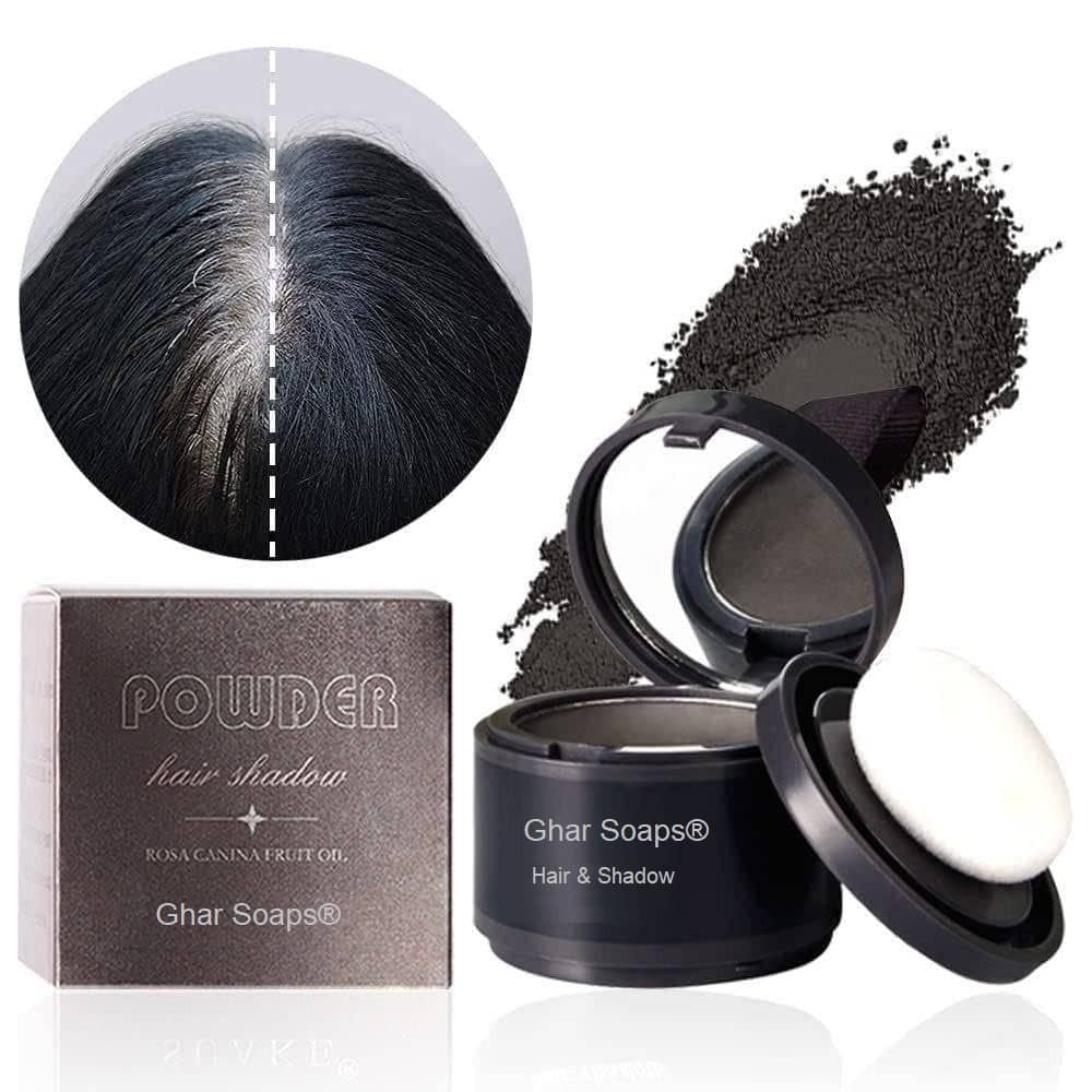 GHAR SOAPS Helps Cover Grey Roots & Bald Spots Instantly -4gm Cover-Hair Powder-Black Brow Powder Black Black 4 g