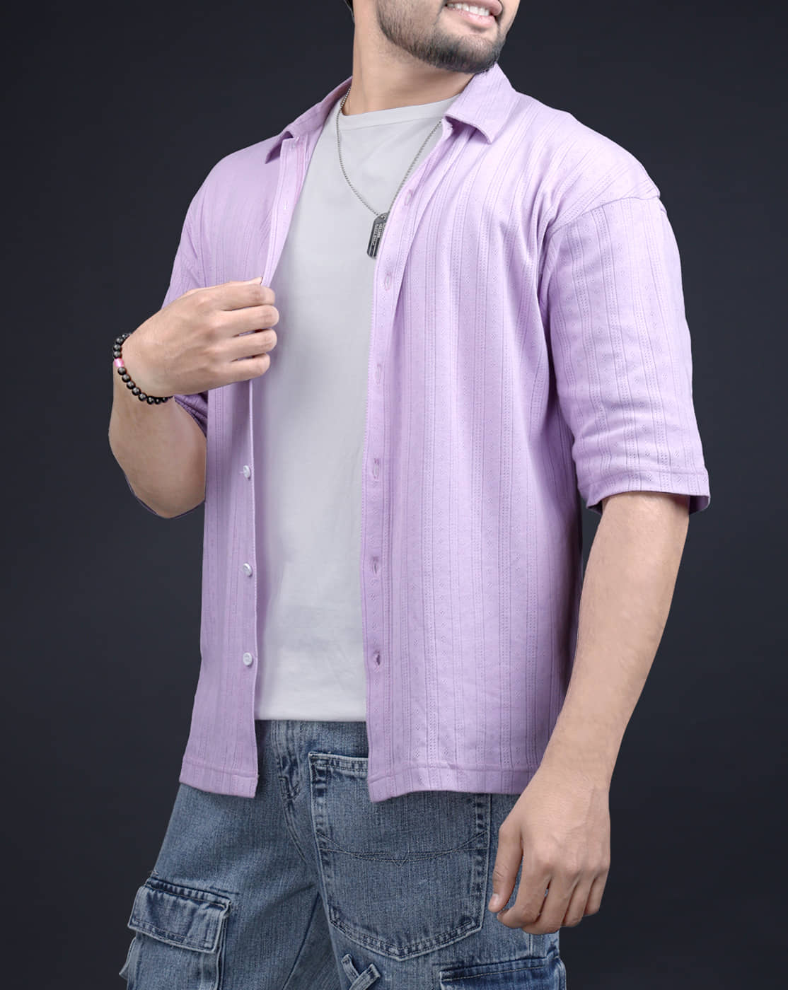 Eyebogler 100% Cotton Oversized Fit Solids Half Sleeves Men's Casual Shirt - Purple ( Pack of 1 )