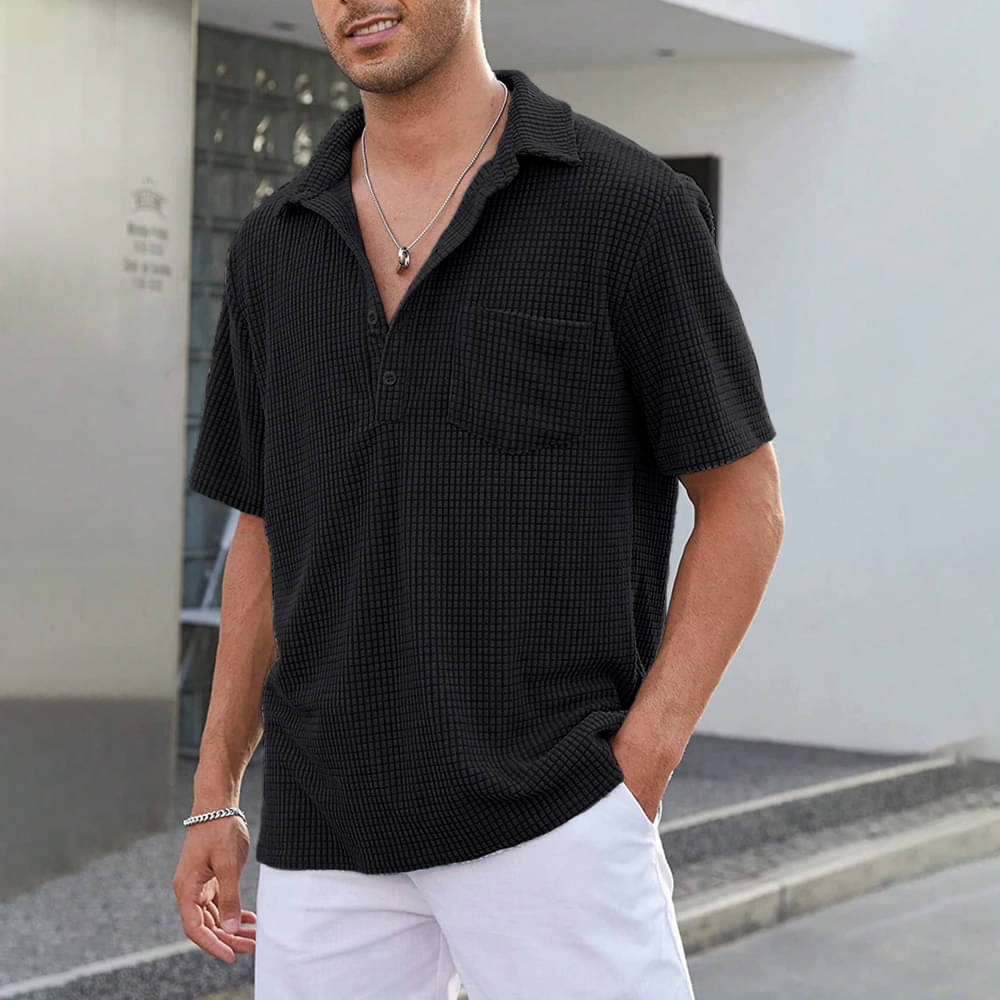 Eyebogler Pack of 1 Cotton Blend Regular Fit Self Design Half Sleeves Men's Polo T Shirt ( Black ) Eyebogler Pack of 1 Cotton Blend Regular Fit Self Design Half Sleeves Men's Polo T Shirt ( Black )