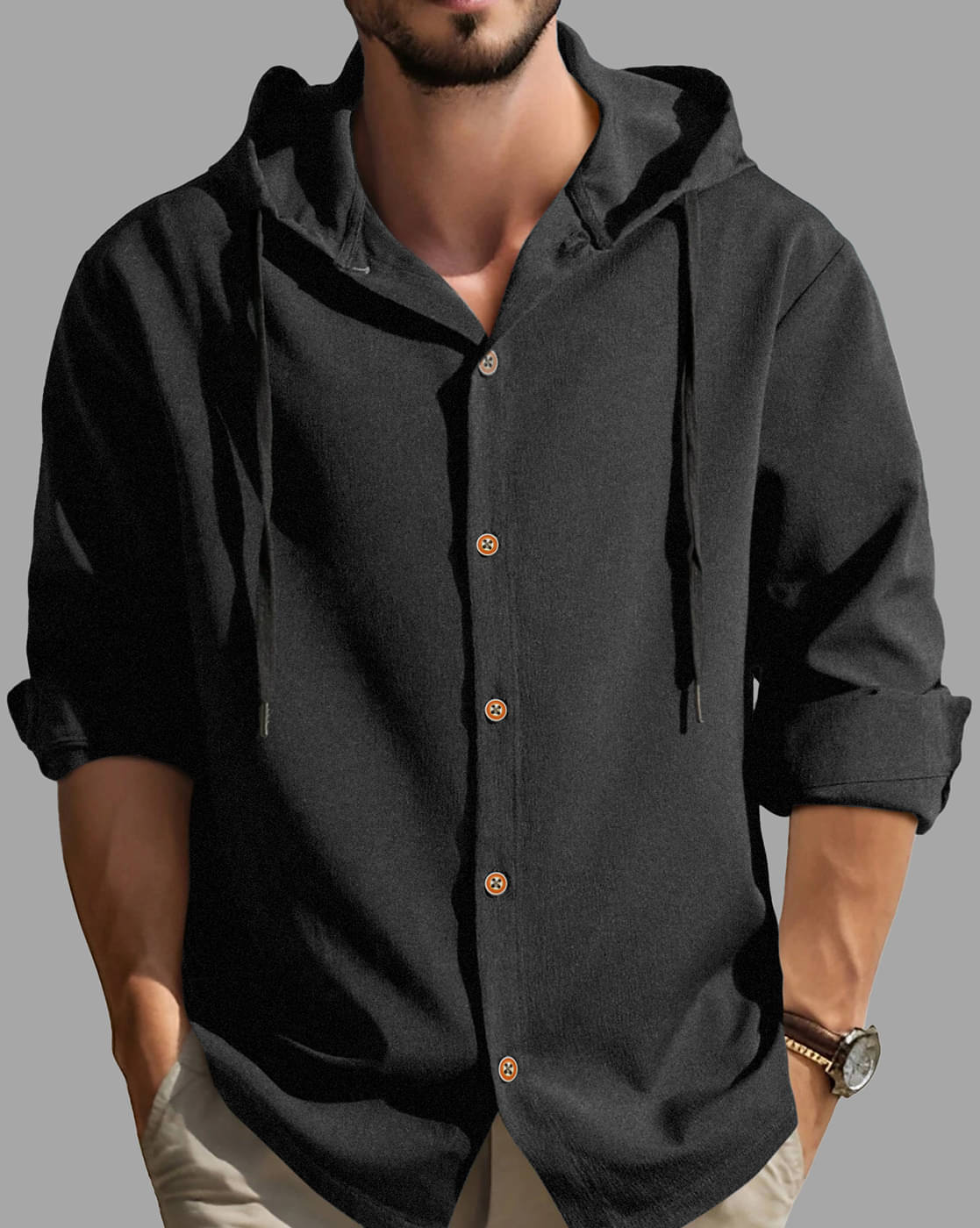     			Eyebogler Poly Cotton Relaxed Fit Popcorn Textured Full Sleeves Men's Casual Shirt - Grey ( Pack of 1 )