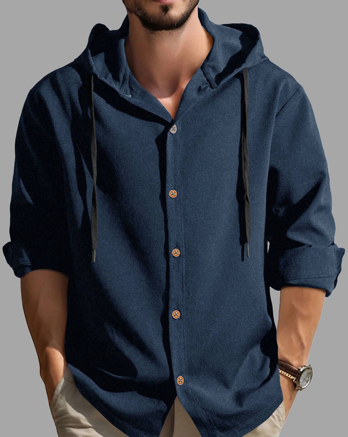     			Eyebogler Poly Cotton Relaxed Fit Popcorn Textured Full Sleeves Men's Casual Shirt - Blue ( Pack of 1 )