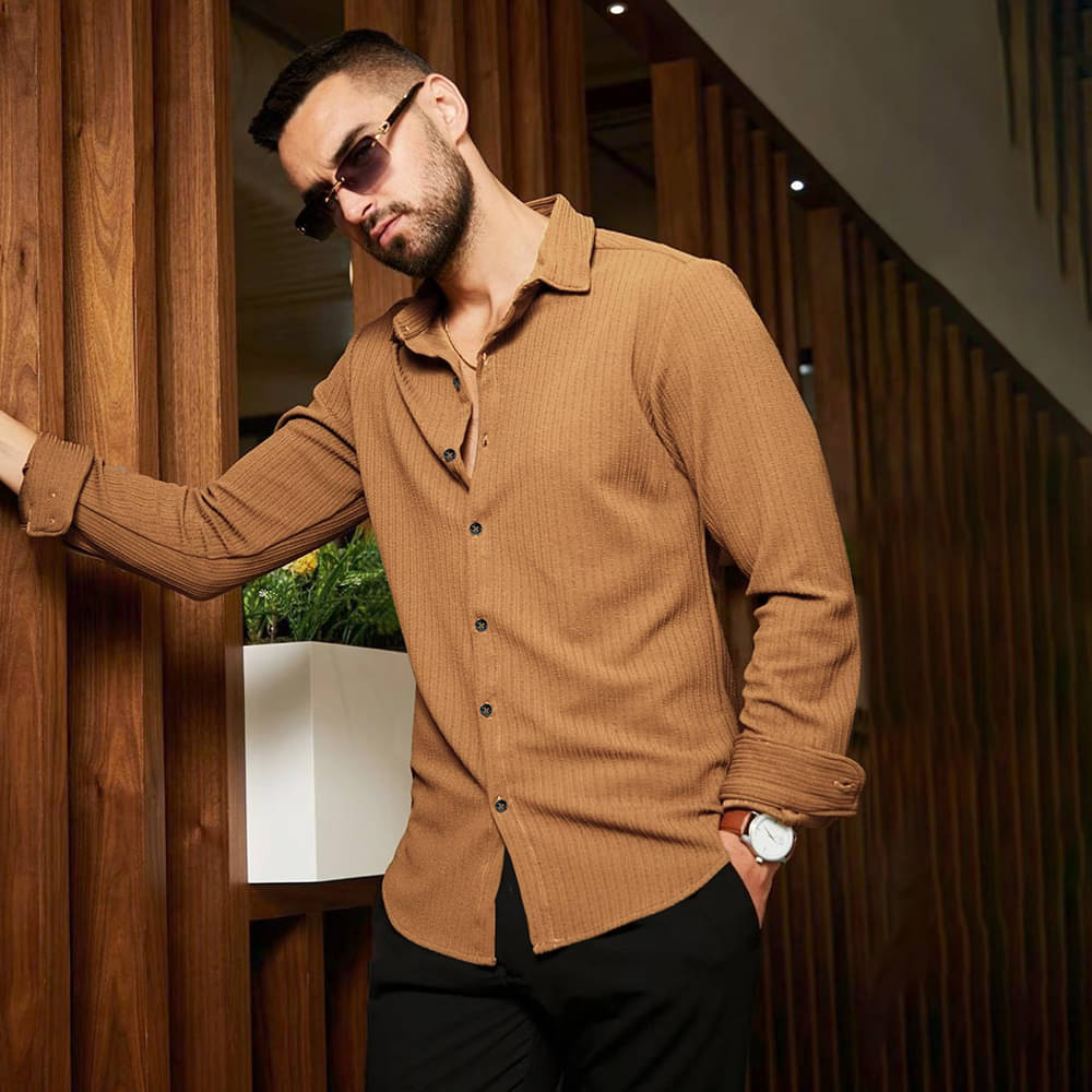 Eyebogler Polyester Regular Fit Solids Full Sleeves Men's Casual Shirt - Brown ( Pack of 1 ) Eyebogler Polyester Regular Fit Solids Full Sleeves Men's Casual Shirt - Brown ( Pack of 1 )