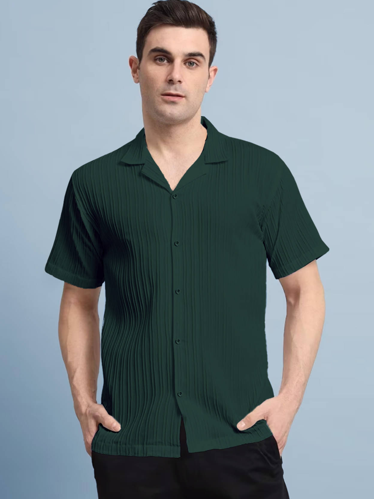 Eyebogler Polyester Regular Fit Popcorn Textured Half Sleeves Men's Casual Shirt - Green ( Pack of 1 ) Eyebogler Polyester Regular Fit Popcorn Textured Half Sleeves Men's Casual Shirt - Green ( Pack of 1 )