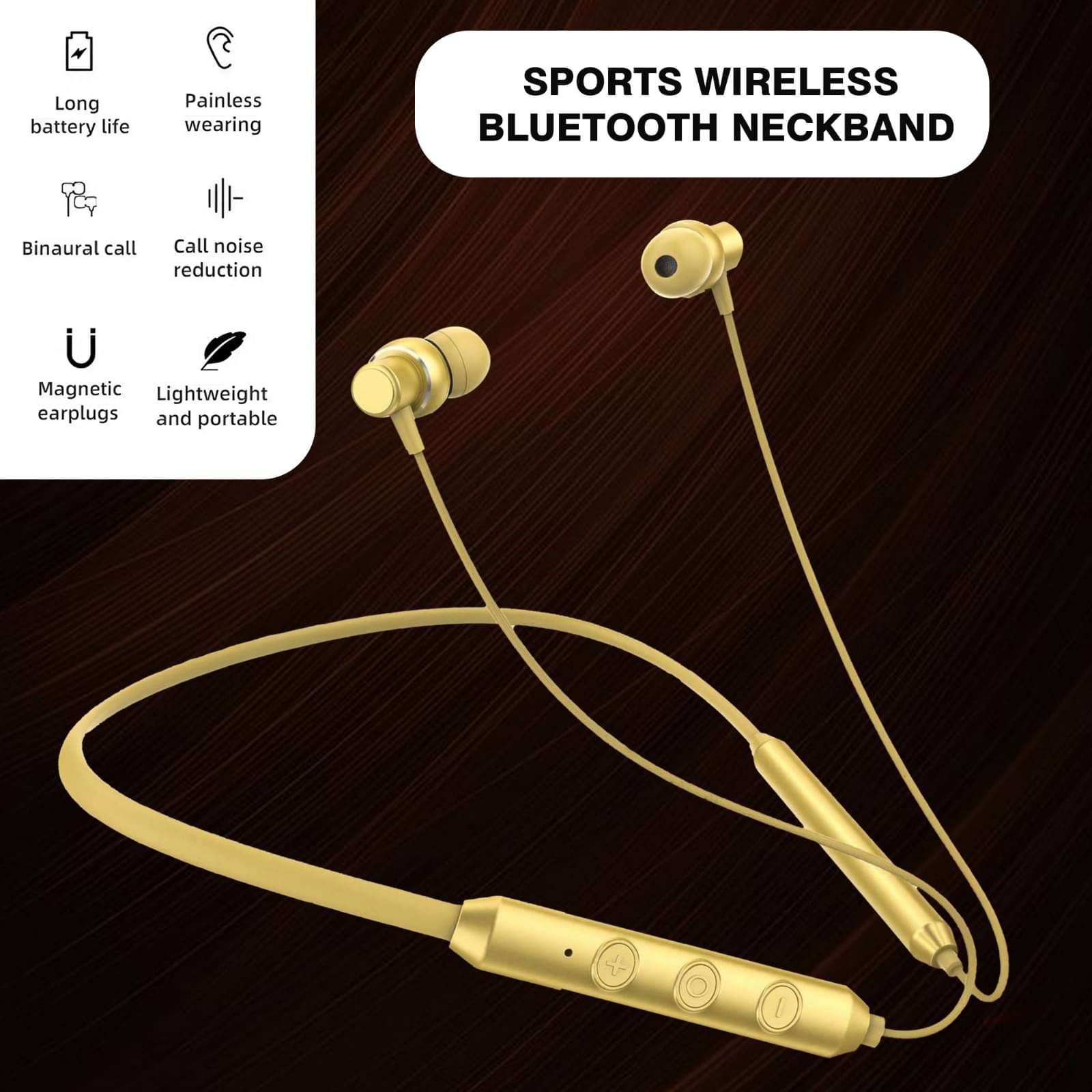     			HUG PUPPY jazz gold In-the-ear Bluetooth Headset with Upto 7h Talktime Deep Bass - Gold