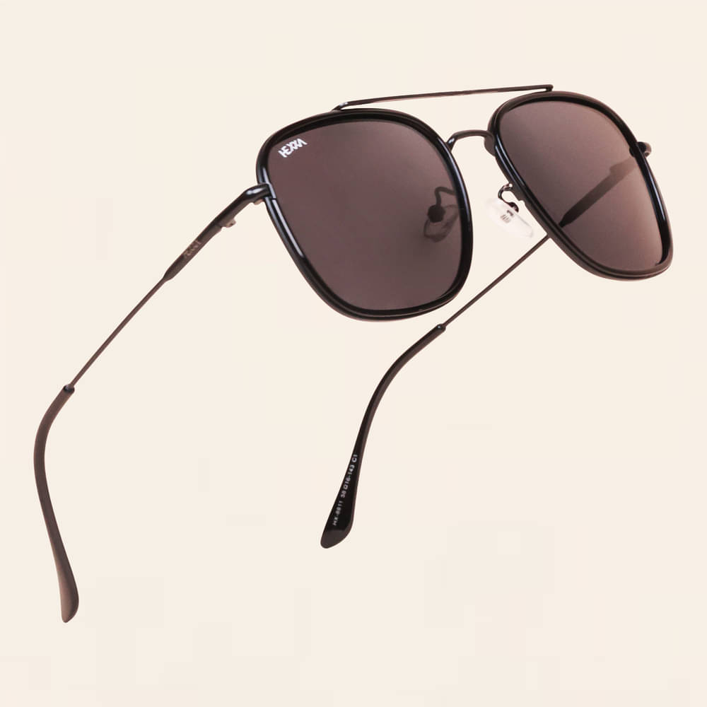     			Hexxa Black Rectangular Sunglasses ( Pack of 1 )