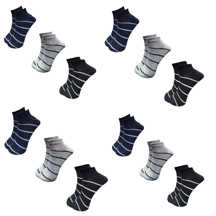     			KALRA MAGIC Pack of 12 Men's Cotton Ankle Length Socks ( Multicolor )