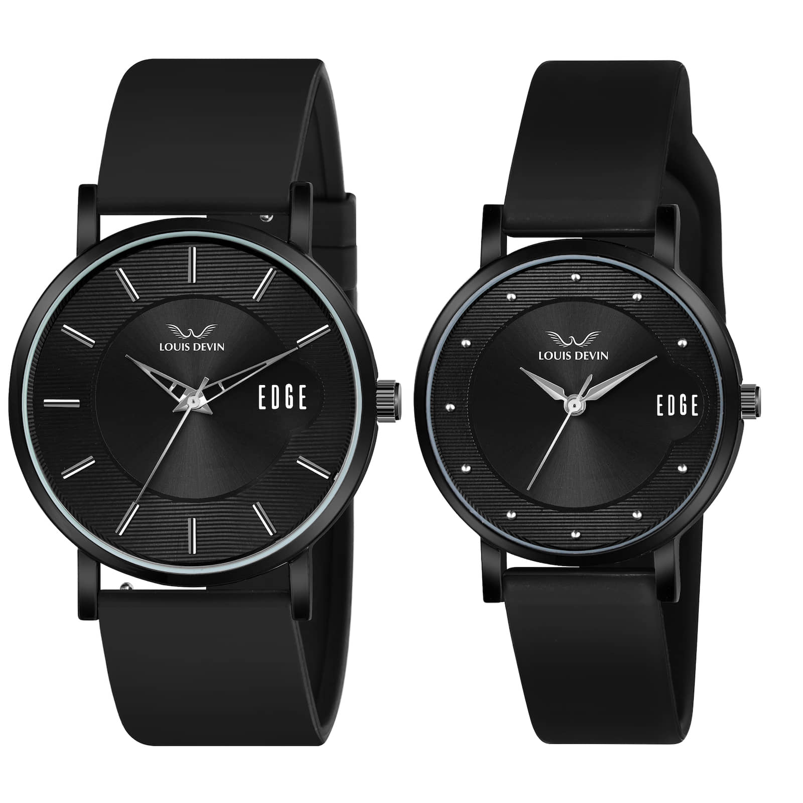 LOUIS DEVIN Black Silicon Analog Couple's Watch