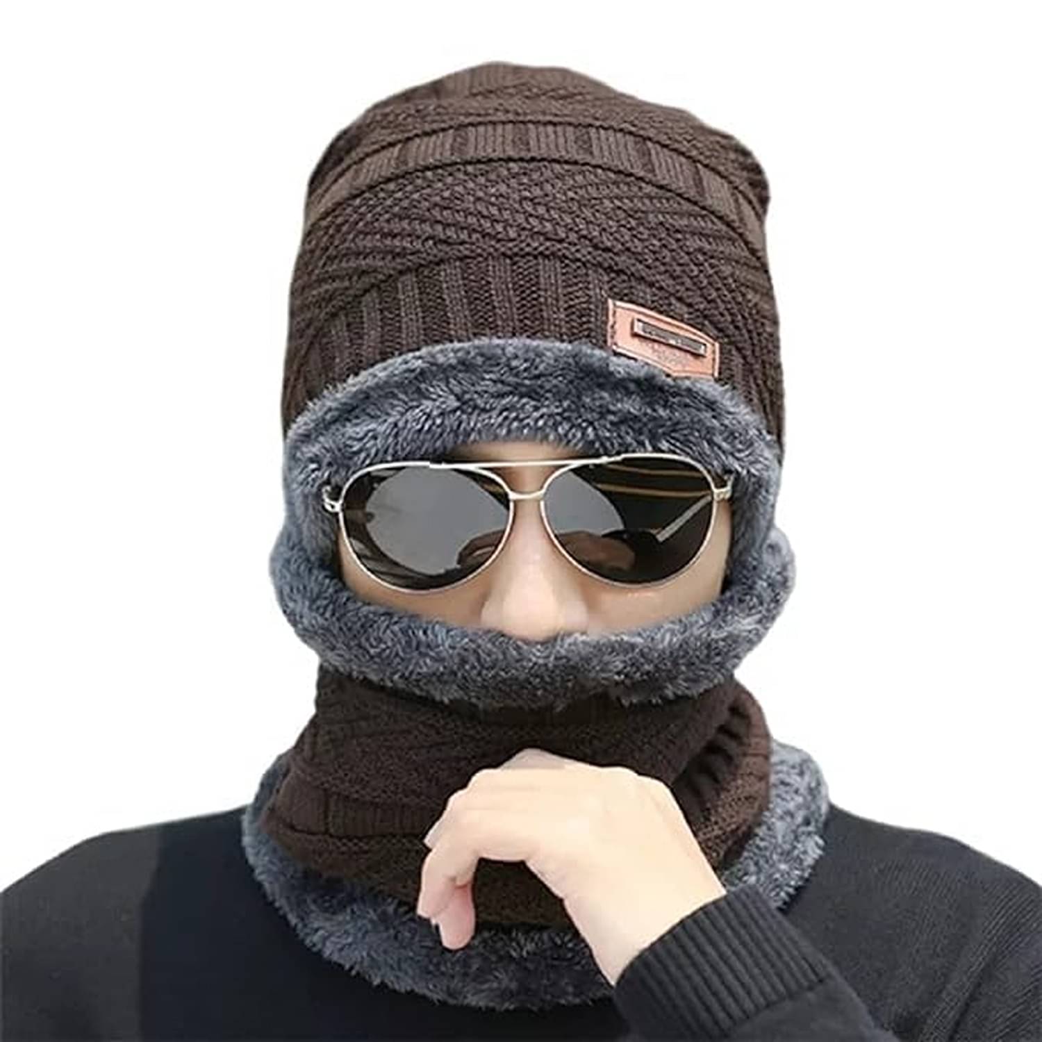     			MS Wholesellar Pack of 1 Woollen Men's Headwrap ( Brown )