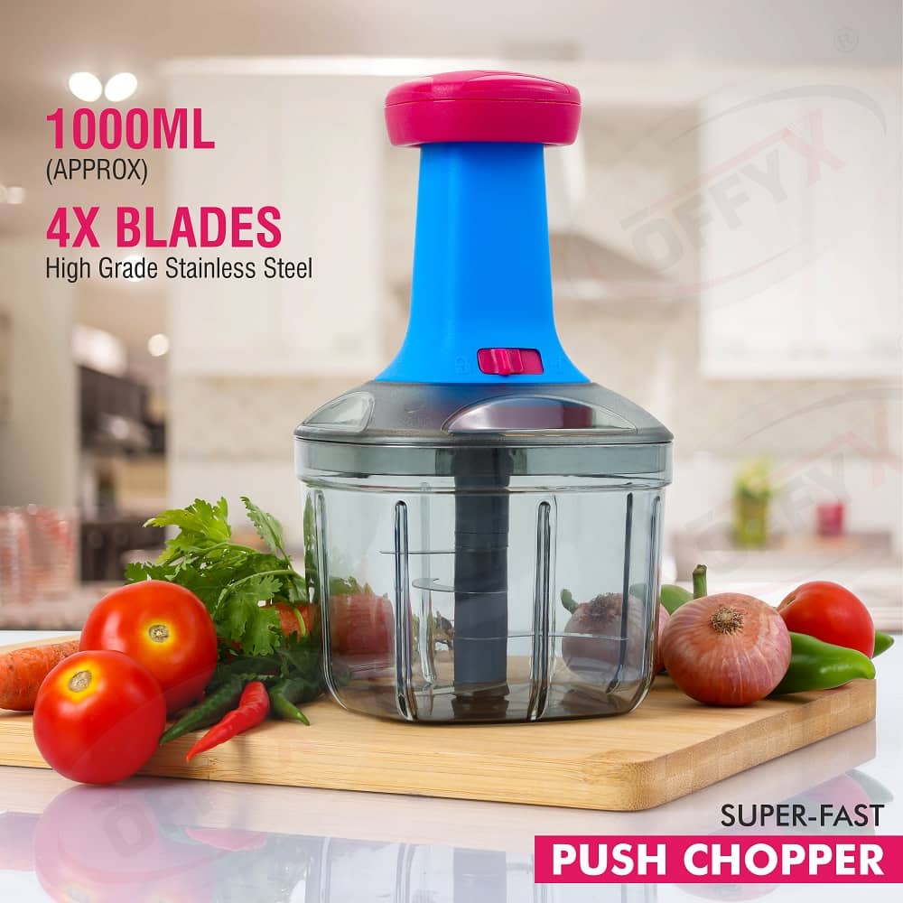 OFFYX Pink Plastic Mannual Chopper 1000 ml ( Pack of 1 )