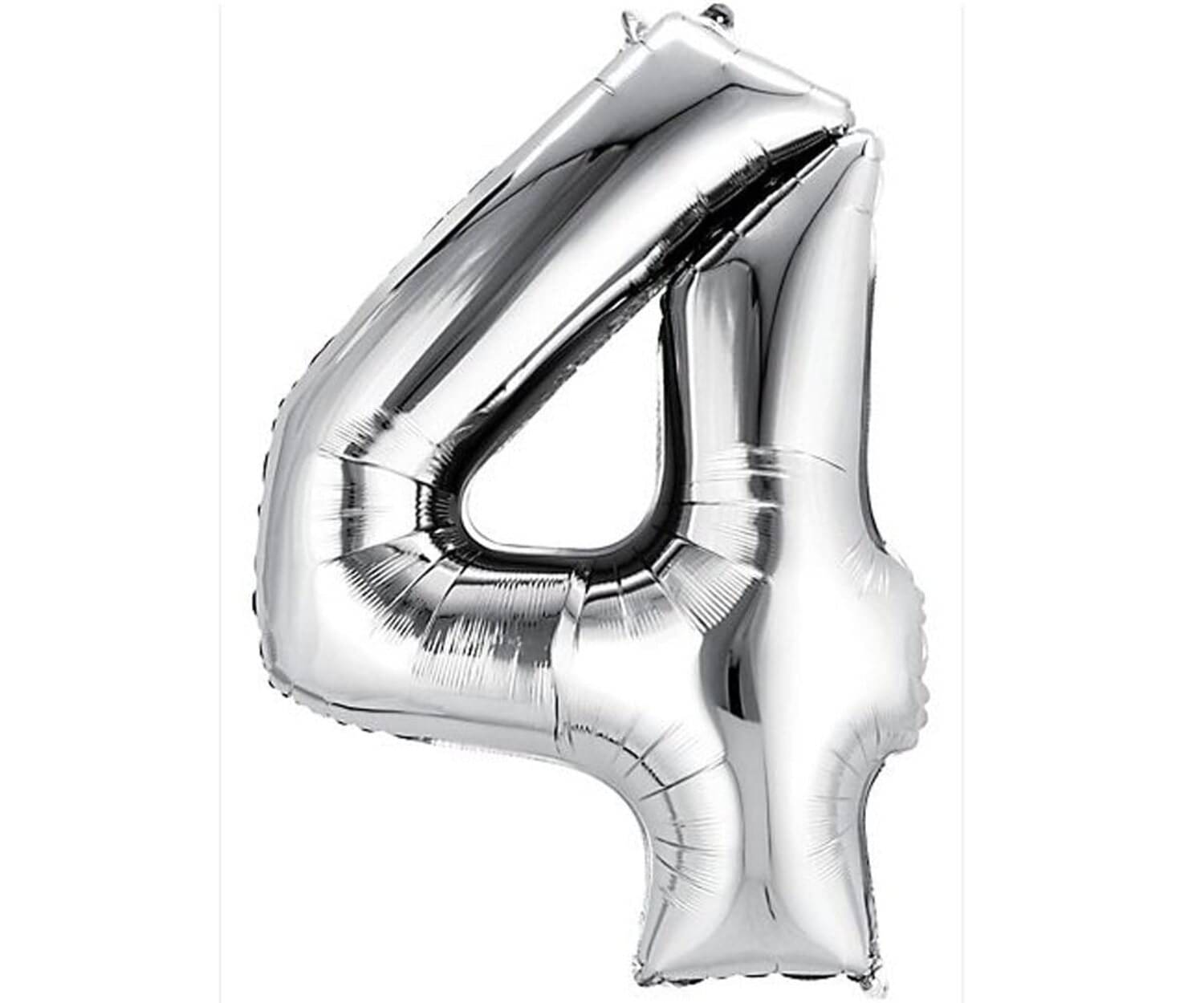 PartyBooms 16 Inch Silver Number Foil Balloon - Silver (4) PartyBooms 16 Inch Silver Number Foil Balloon - Silver (4)