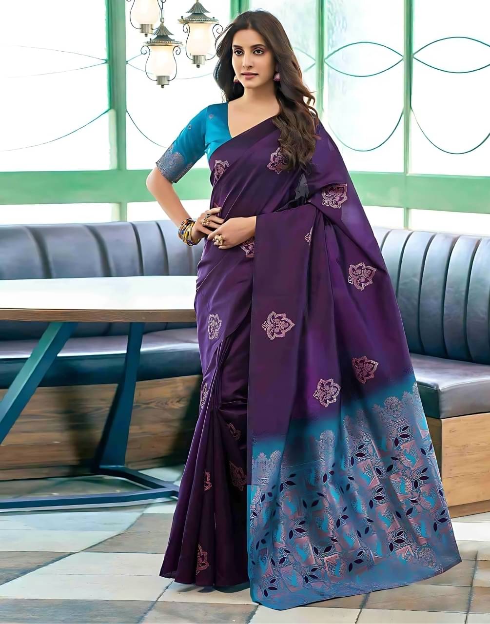     			Pheasant Art Silk Woven Saree With Unstitched Blouse Piece ( Purple )