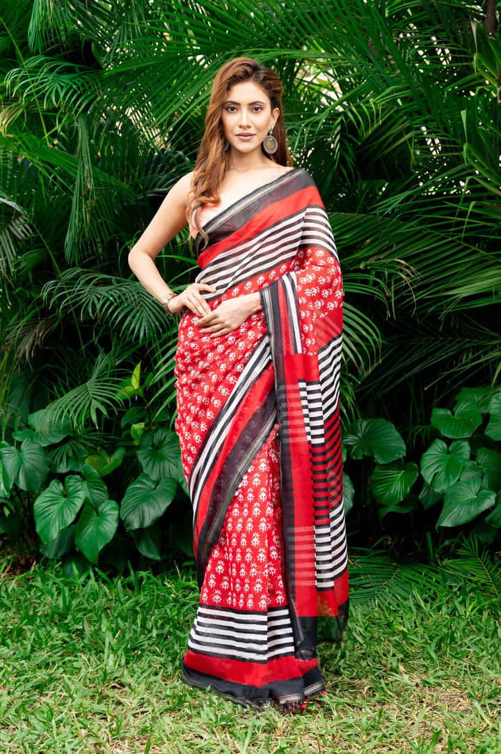     			Pheasant Cotton Blend Printed Saree With Unstitched Blouse Piece ( Mint Green )