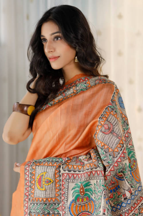 Pheasant Cotton Blend Printed Saree With Unstitched Blouse Piece ( Orange ) Pheasant Cotton Blend Printed Saree With Unstitched Blouse Piece ( Orange )