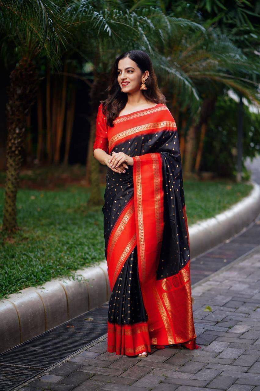 Pheasant Jacquard Applique Saree With Unstitched Blouse Piece ( Black ) Pheasant Jacquard Applique Saree With Unstitched Blouse Piece ( Black )
