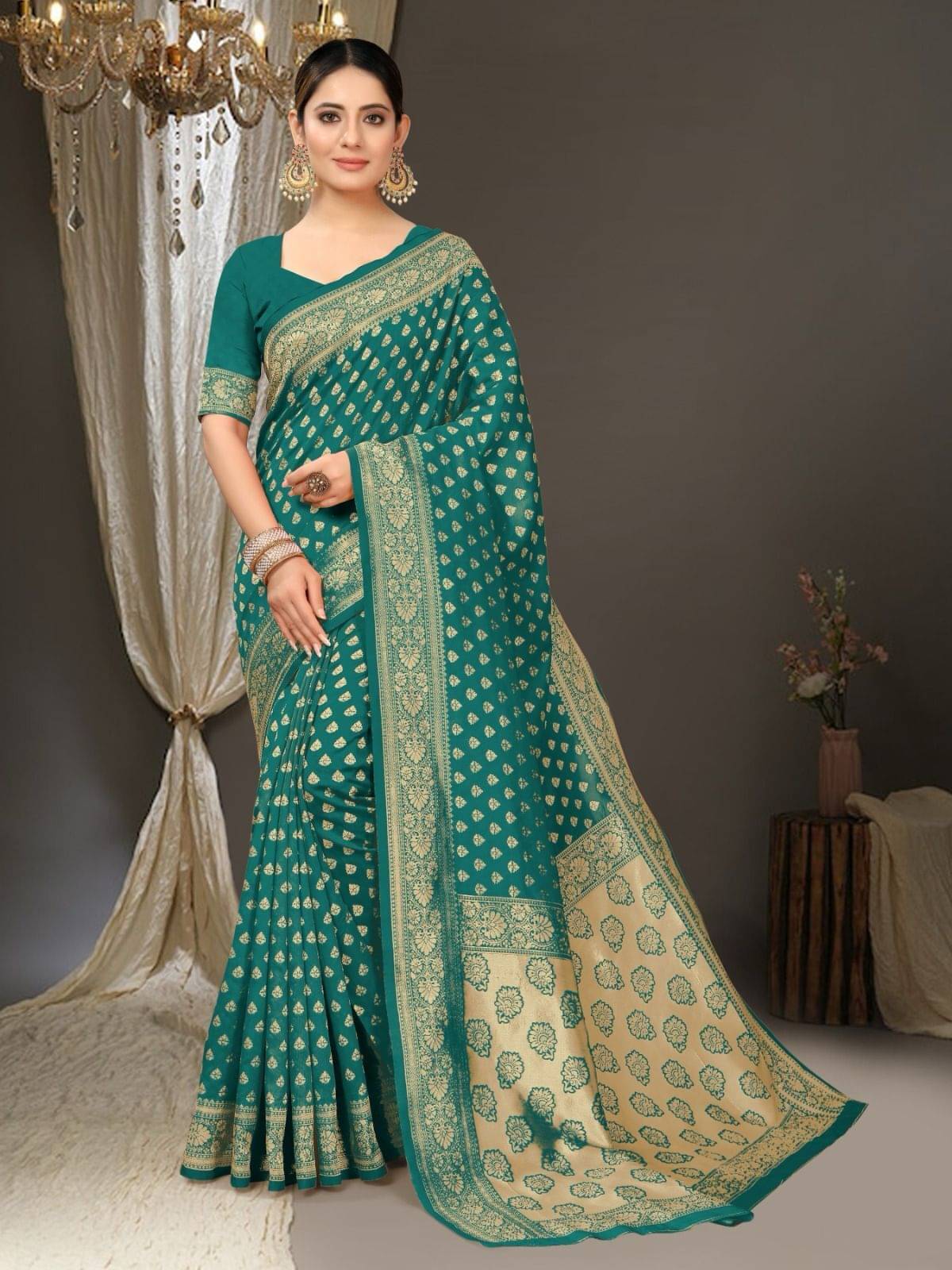 Pheasant Jacquard Woven Saree With Unstitched Blouse Piece ( Multicolor ) Pheasant Jacquard Woven Saree With Unstitched Blouse Piece ( Multicolor )
