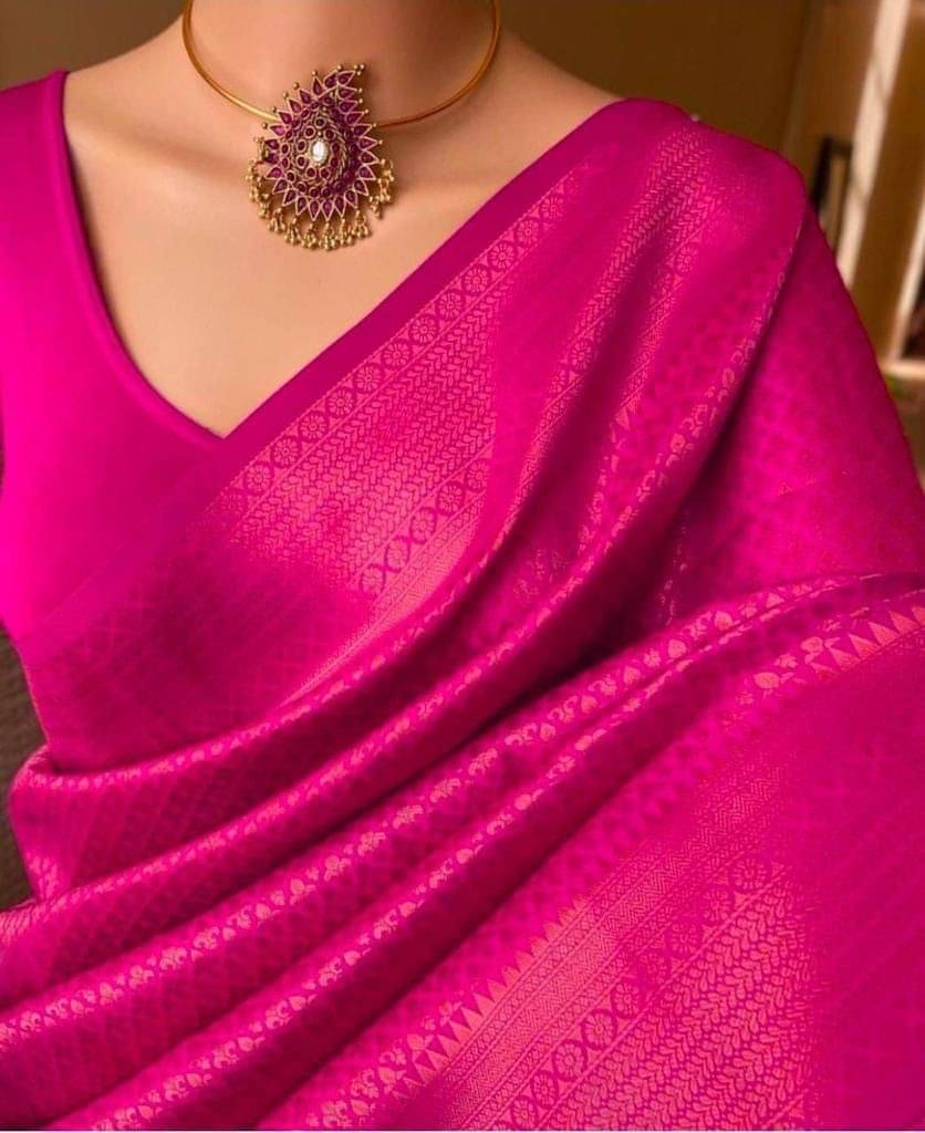 Pheasant Jacquard Woven Saree With Unstitched Blouse Piece ( Pink ) Pheasant Jacquard Woven Saree With Unstitched Blouse Piece ( Pink )