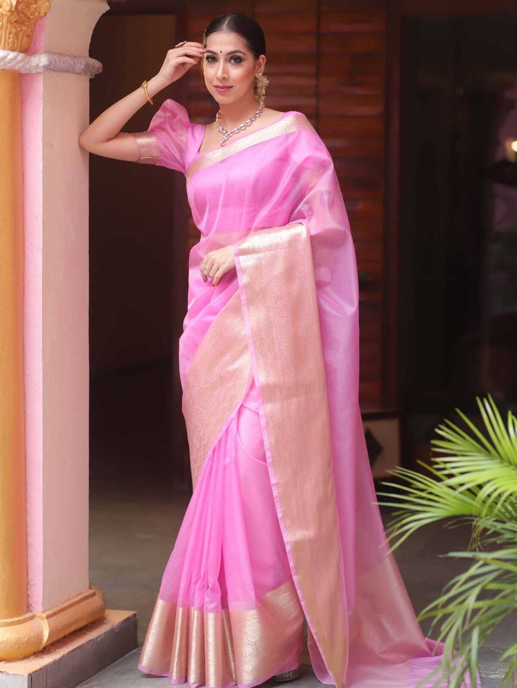 Pheasant Organza Woven Saree With Unstitched Blouse Piece ( Multicolor ) Pheasant Organza Woven Saree With Unstitched Blouse Piece ( Multicolor )