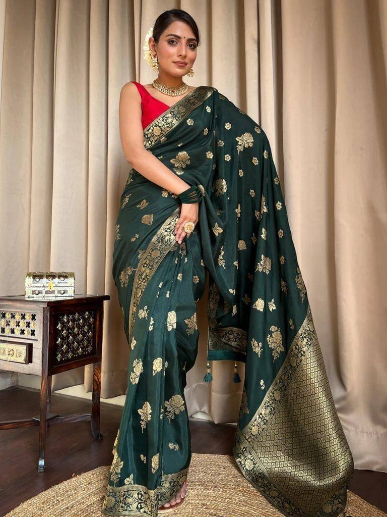    			Pheasant Silk Woven Saree With Unstitched Blouse Piece ( Pink )