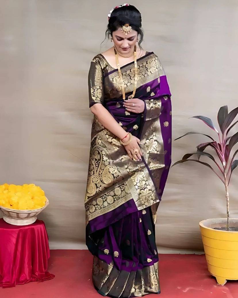 Pheasant Silk Blend Woven Saree With Unstitched Blouse Piece ( Purple )     			Pheasant Silk Blend Woven Saree With Unstitched Blouse Piece ( Purple )