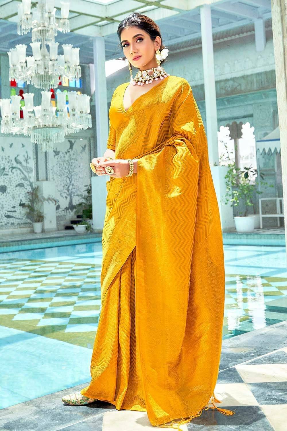 Pheasant Silk Applique Saree With Unstitched Blouse Piece ( Yellow )     			Pheasant Silk Applique Saree With Unstitched Blouse Piece ( Yellow )