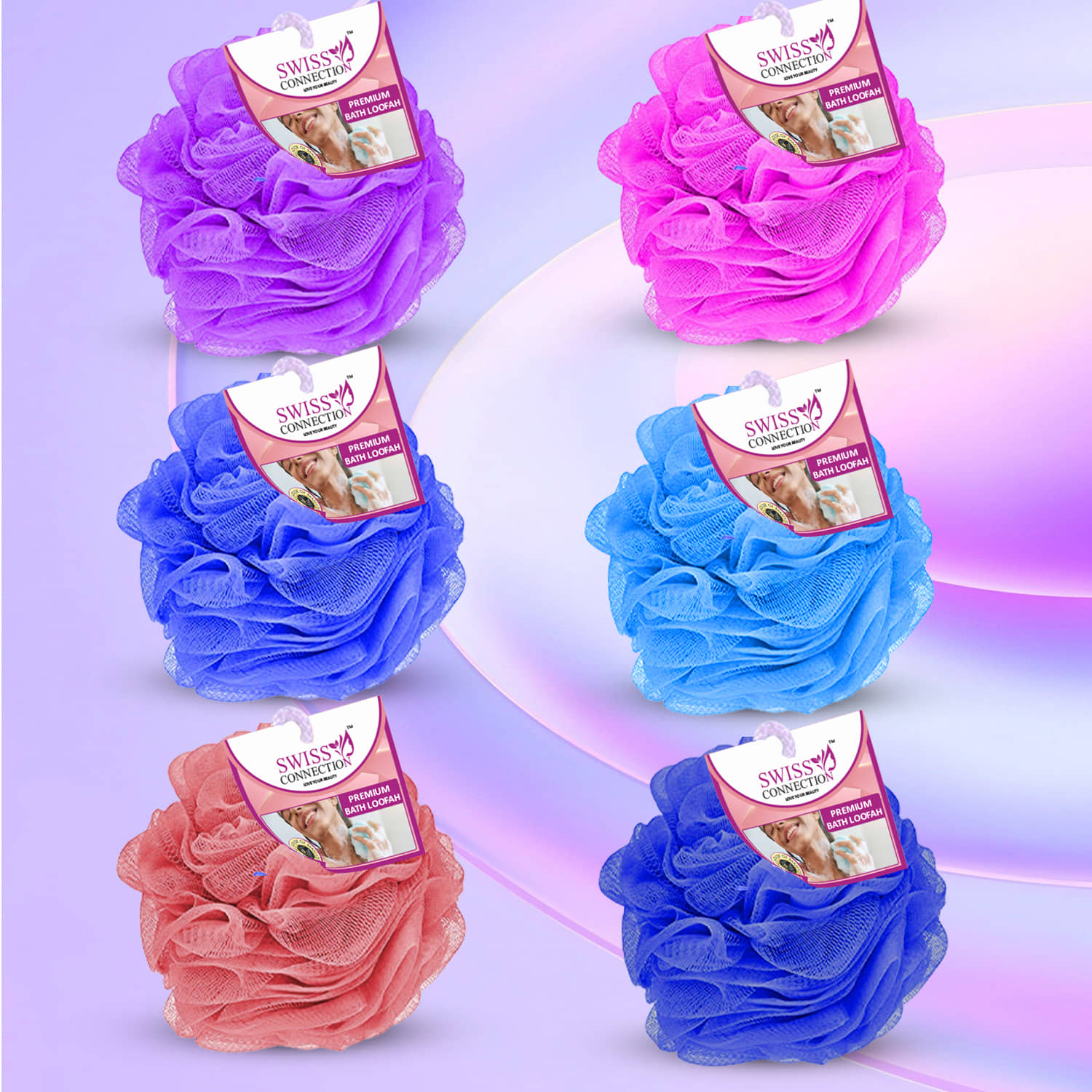 Swiss Connection Bath Loofah Assorted Pack of 6 - Body Care - Loofah and Other Tools | Buy online on ZillyBuy