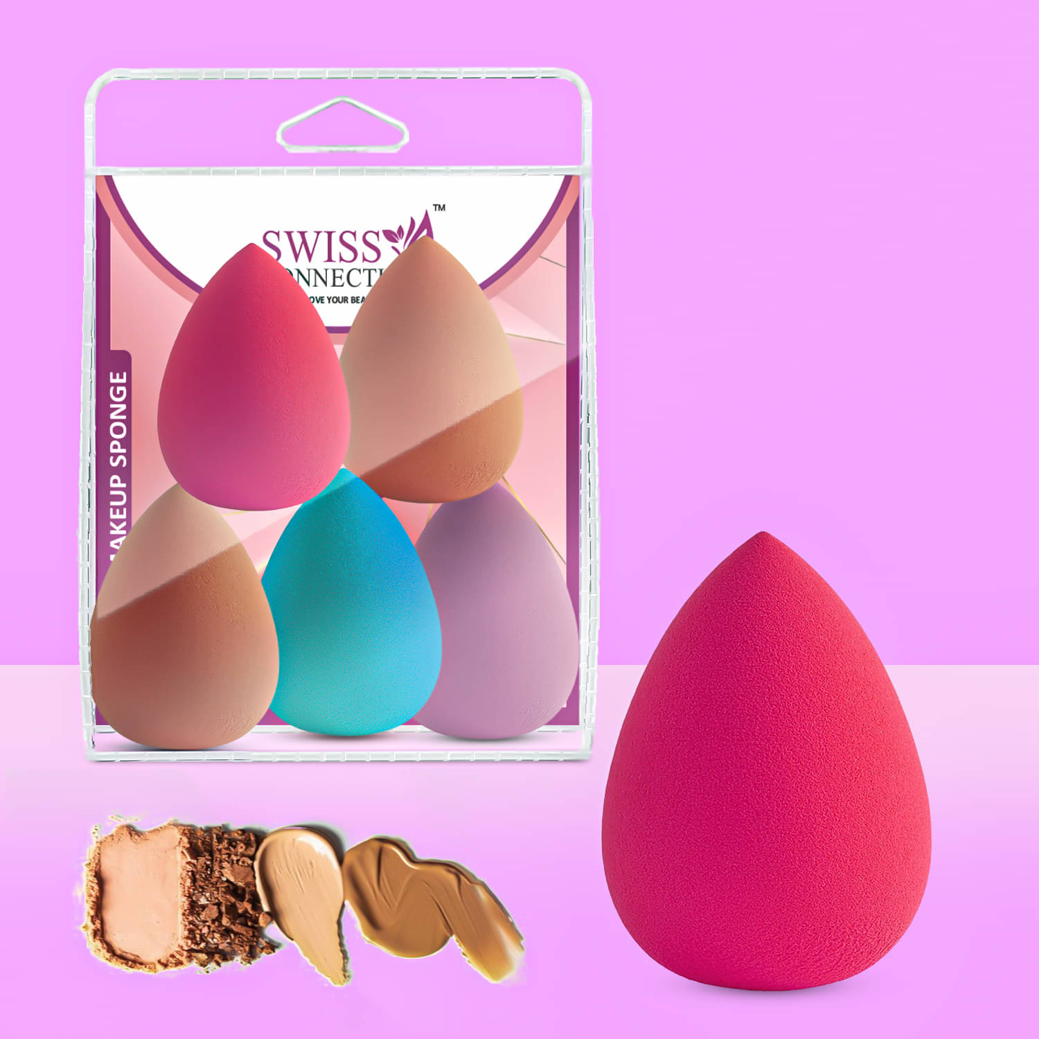     			Swiss Connection Beauty Blender Sponge( Multicolor ) Face 80 g Pack of 5