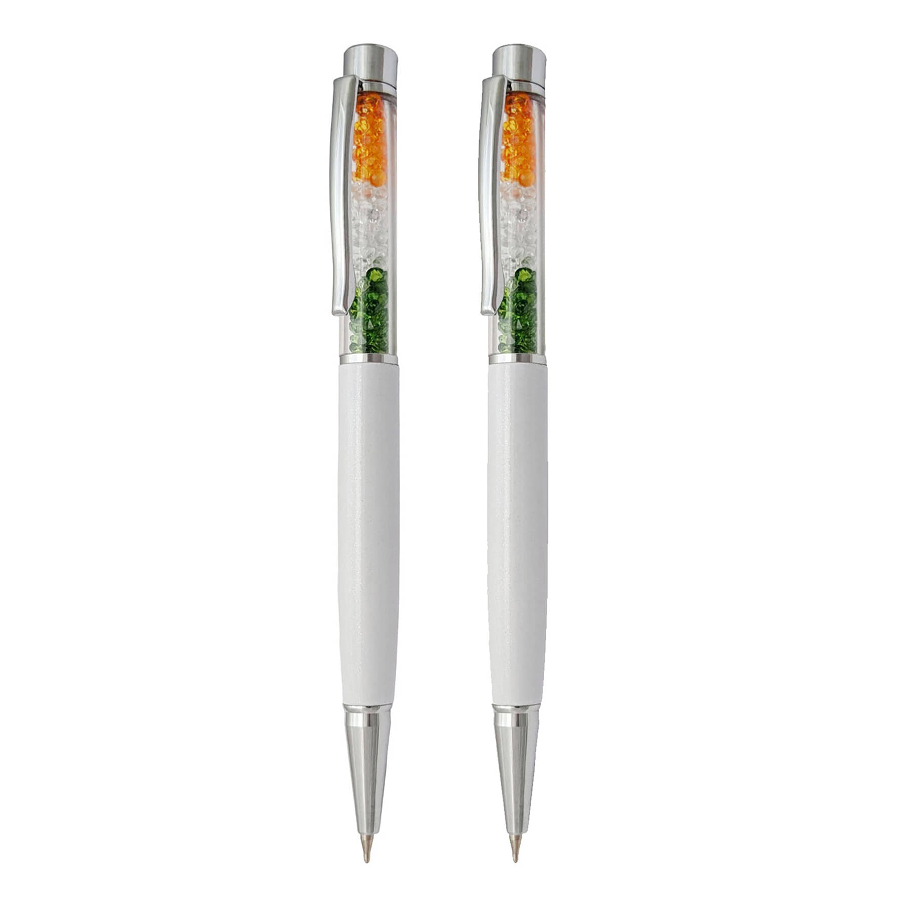 UJJi Tiranga Cristal Filled Metal Body Twist Mechanism (Blue Ink) Pack of 2 Ball Pen