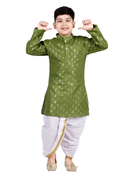     			s muktar garments Baby Boys Cotton Ethnic - Pattern Dhoti Kurta Set ( Green , Pack of 1 )