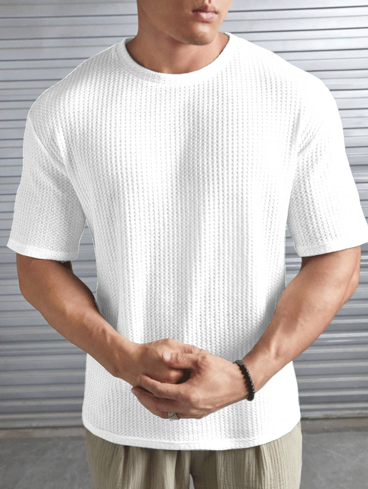 ADORATE Polyester Regular Fit Self Design Half Sleeves Men's Round T-Shirt - White ( Pack of 1 ) ADORATE Polyester Regular Fit Self Design Half Sleeves Men's Round T-Shirt - White ( Pack of 1 )