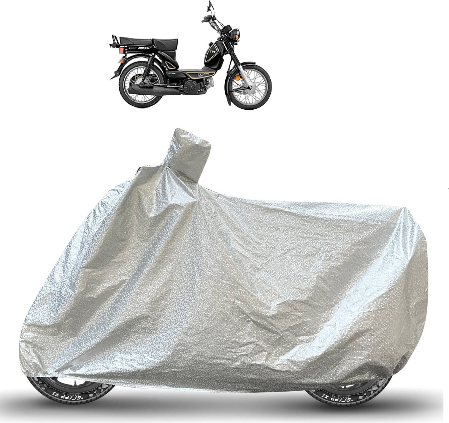 Caronix Bike Body Cover for TVS XL 100 ( Pack of 1 ) , Silver     			Caronix Bike Body Cover for TVS XL 100 ( Pack of 1 ) , Silver