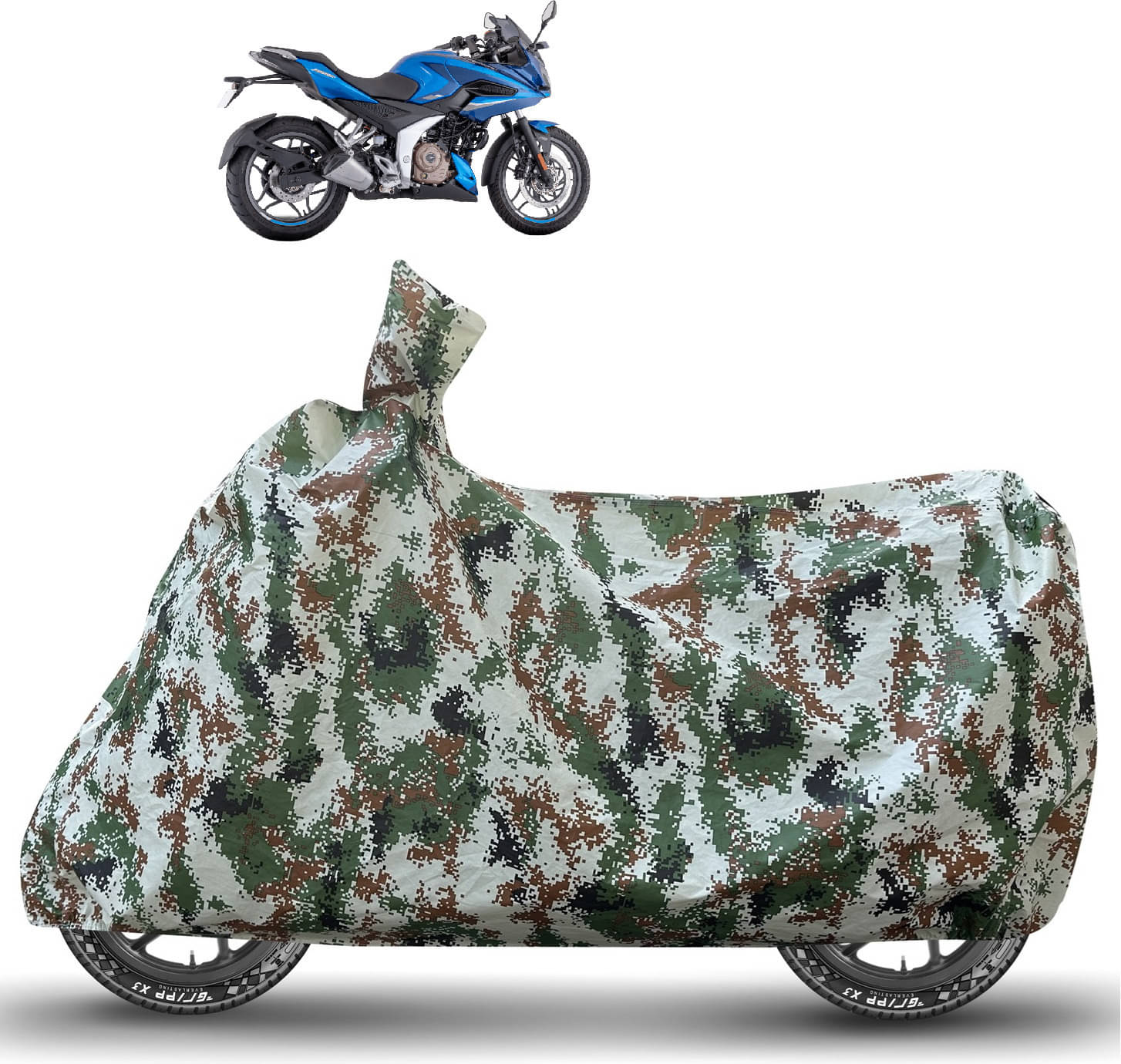 Caronix Bike Body Cover for Bajaj Pulsar 220F ( Pack of 1 ) , Green Caronix Bike Body Cover for Bajaj Pulsar 220F ( Pack of 1 ) , Green