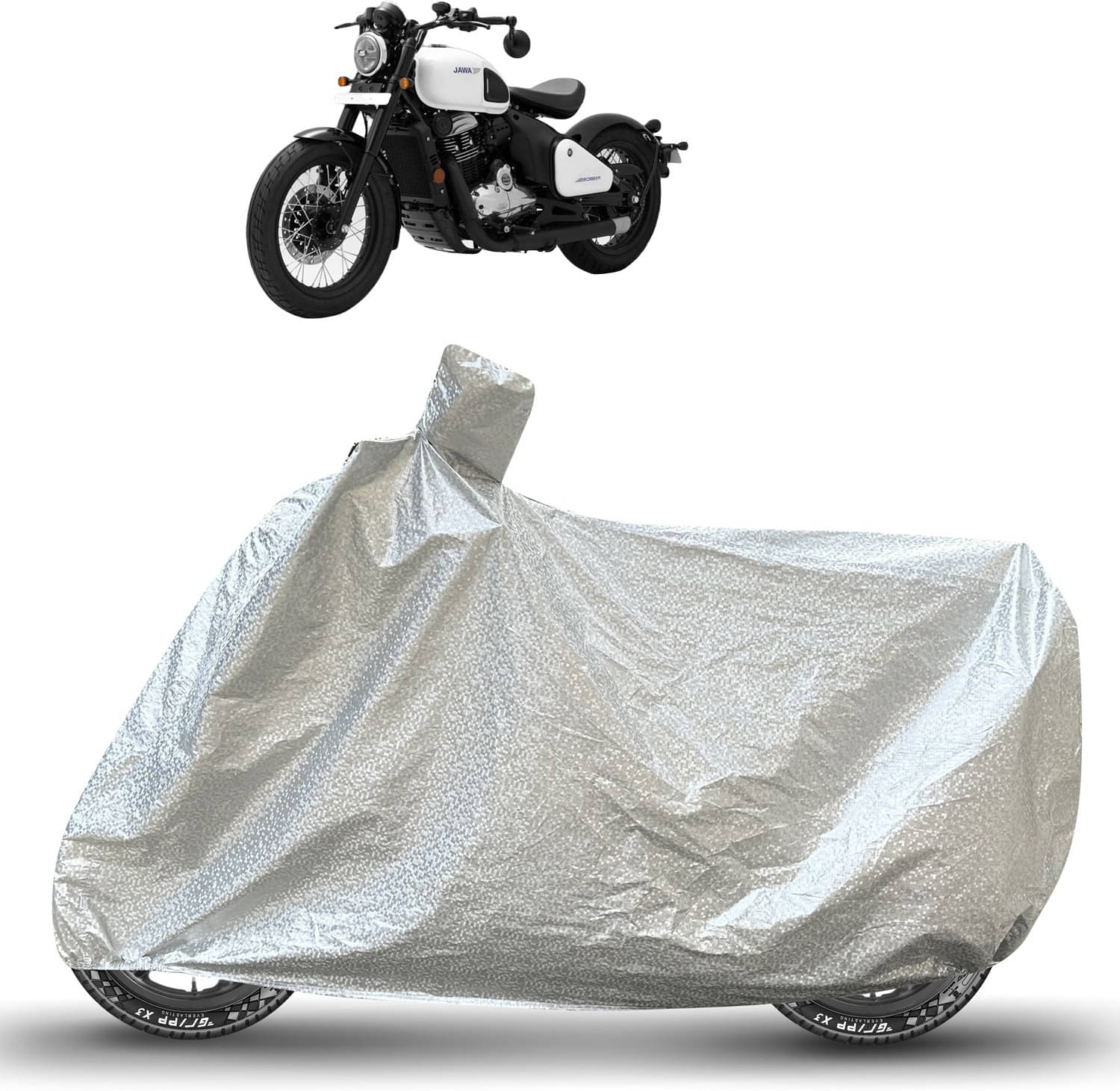 Caronix Bike Body Cover for JAWA Bobber 350 ( Pack of 1 ) , Silver Caronix Bike Body Cover for JAWA Bobber 350 ( Pack of 1 ) , Silver