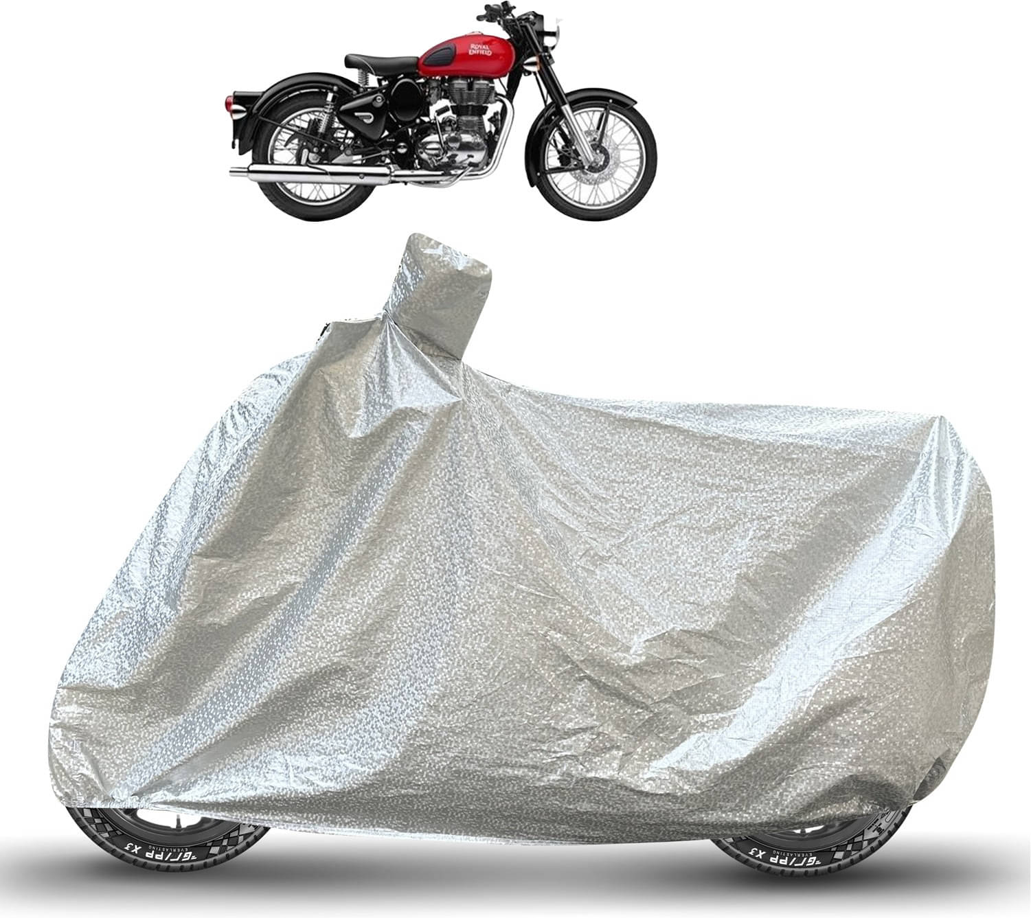 Caronix Bike Body Cover for Royal Enfield Classic 350 ( Pack of 1 ) , Silver Caronix Bike Body Cover for Royal Enfield Classic 350 ( Pack of 1 ) , Silver