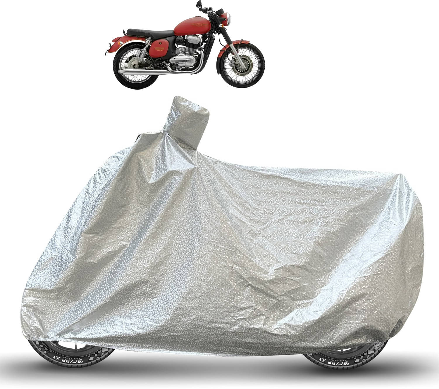 Caronix Bike Body Cover for JAWA Forty Two ( Pack of 1 ) , Silver Caronix Bike Body Cover for JAWA Forty Two ( Pack of 1 ) , Silver