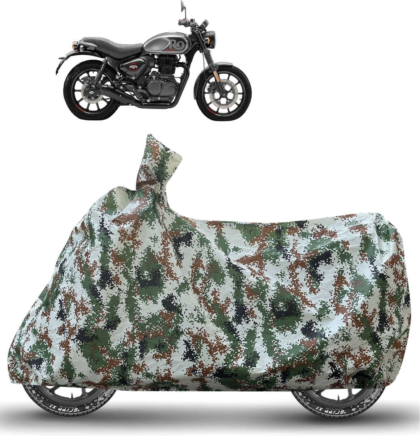 Caronix Bike Body Cover for Royal Enfield Hunter 350 ( Pack of 1 ) , Green