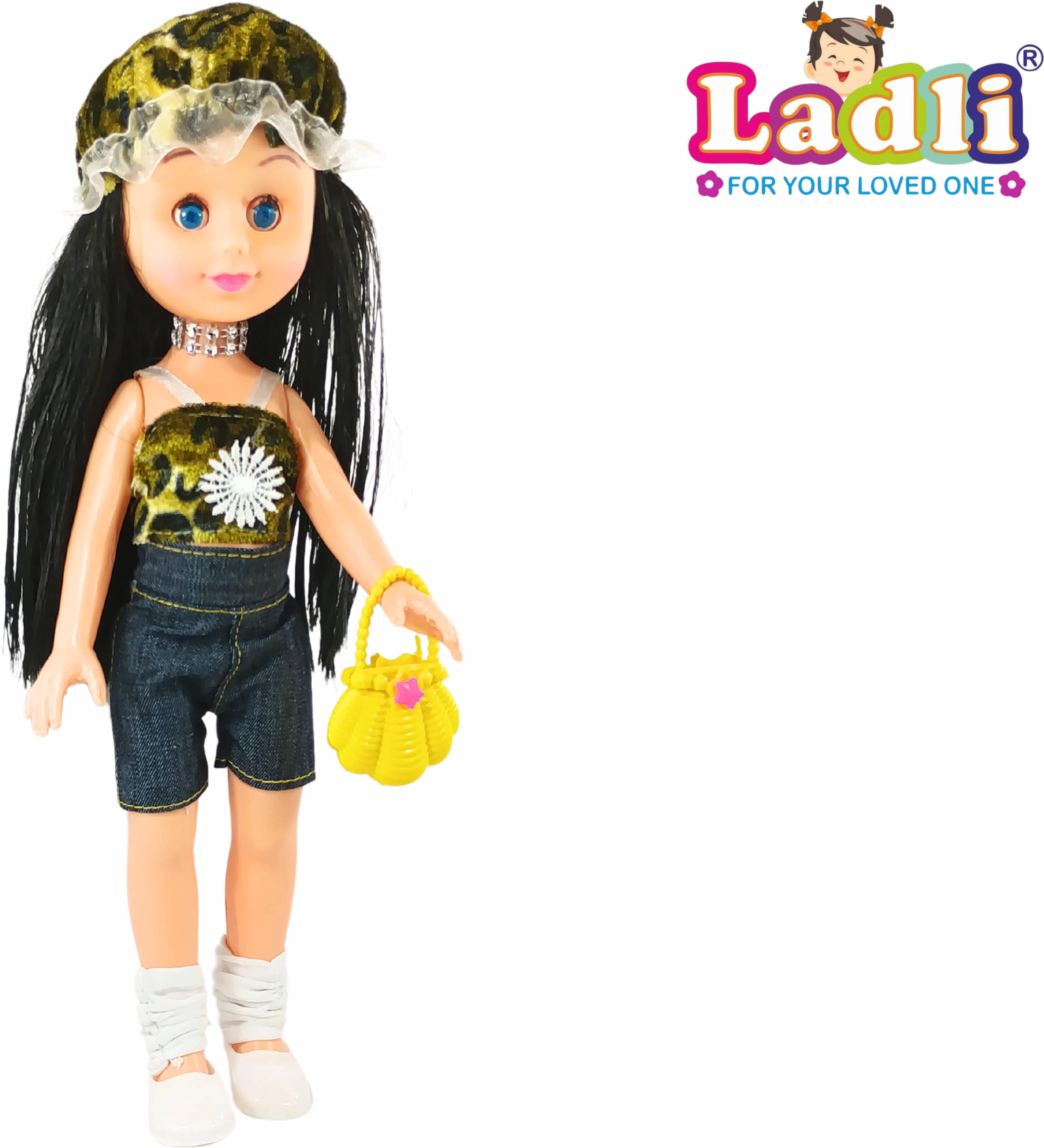     			Cute Gorgeous Girl Doll Toy with Moveable Arms and Legs Dress, Hairs, Cap, Shoes
