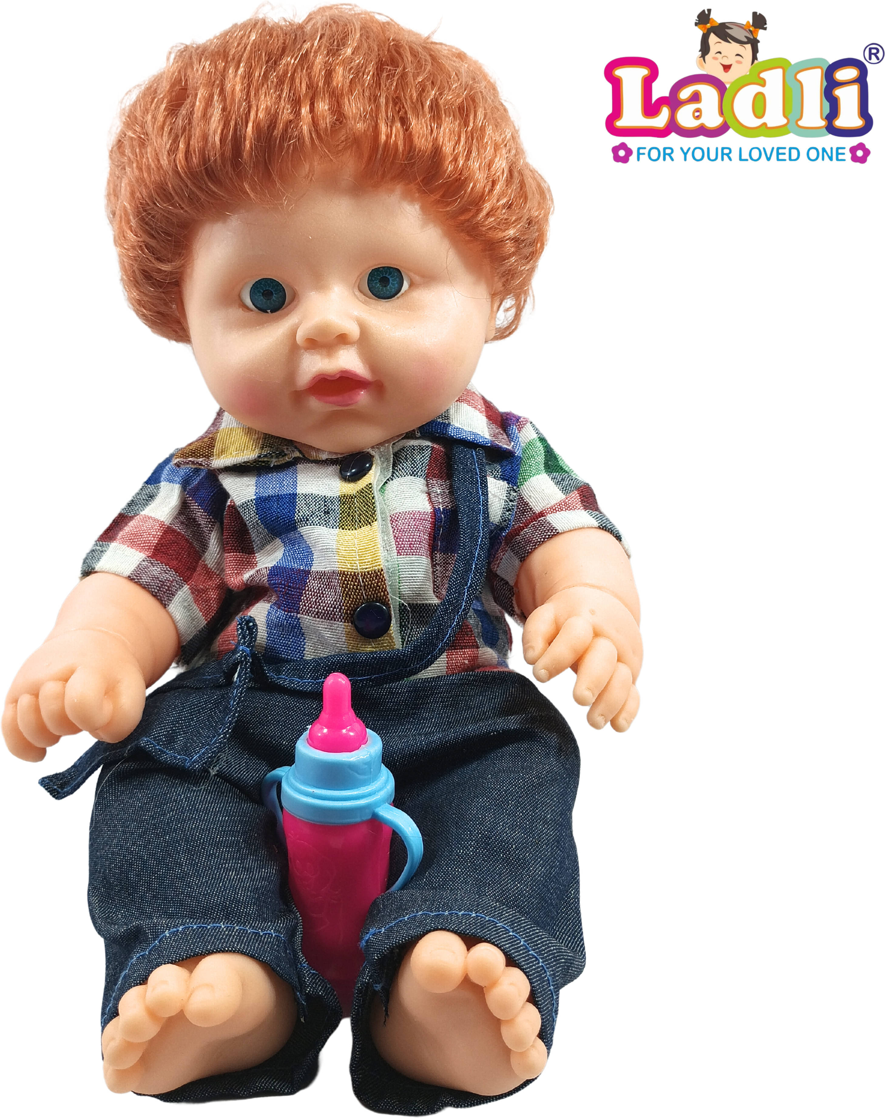 Golu Baba Doll Little Boy in Teddy Check Dress Doll for Kids Rubber Clothes_B Golu Baba Doll Little Boy in Teddy Check Dress Doll for Kids Rubber Clothes_B