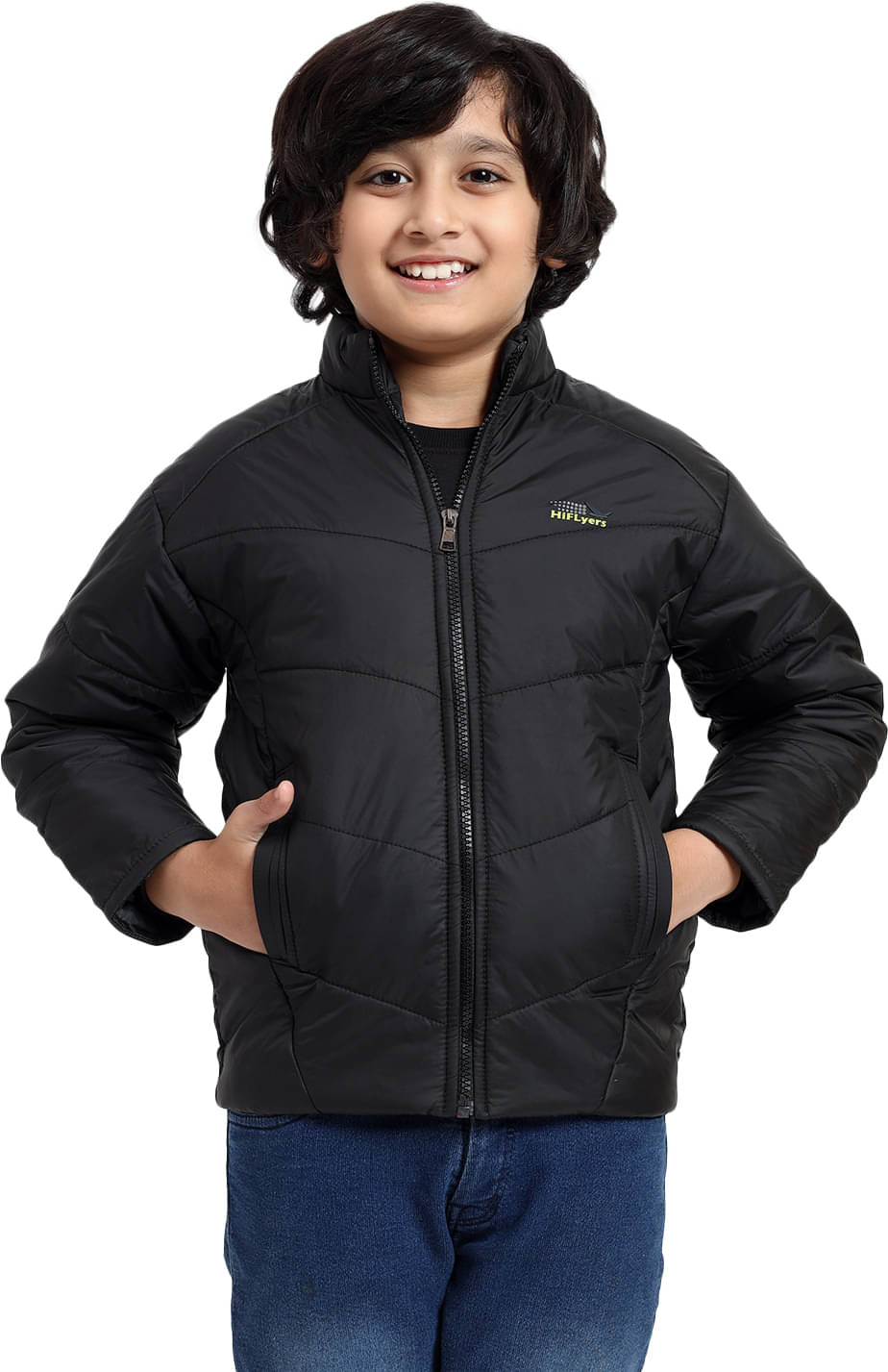     			Hiflyers Girls Polyester Quilted & Bomber Jacket For ( Pack of 1 , Black )