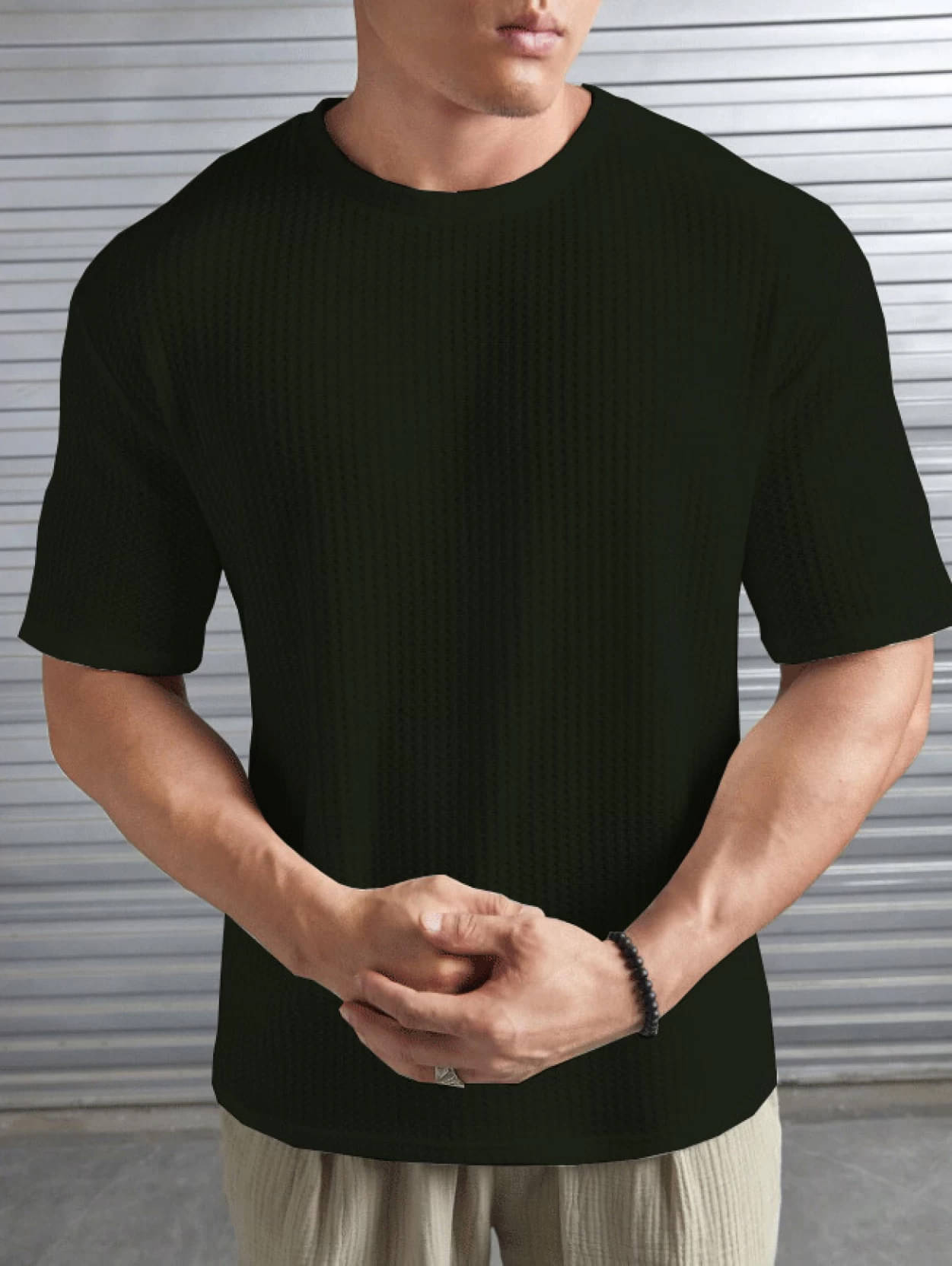 Hushbucks Polyester Regular Fit Self Design Half Sleeves Men's Round T-Shirt - Black ( Pack of 1 ) Hushbucks Polyester Regular Fit Self Design Half Sleeves Men's Round T-Shirt - Black ( Pack of 1 )