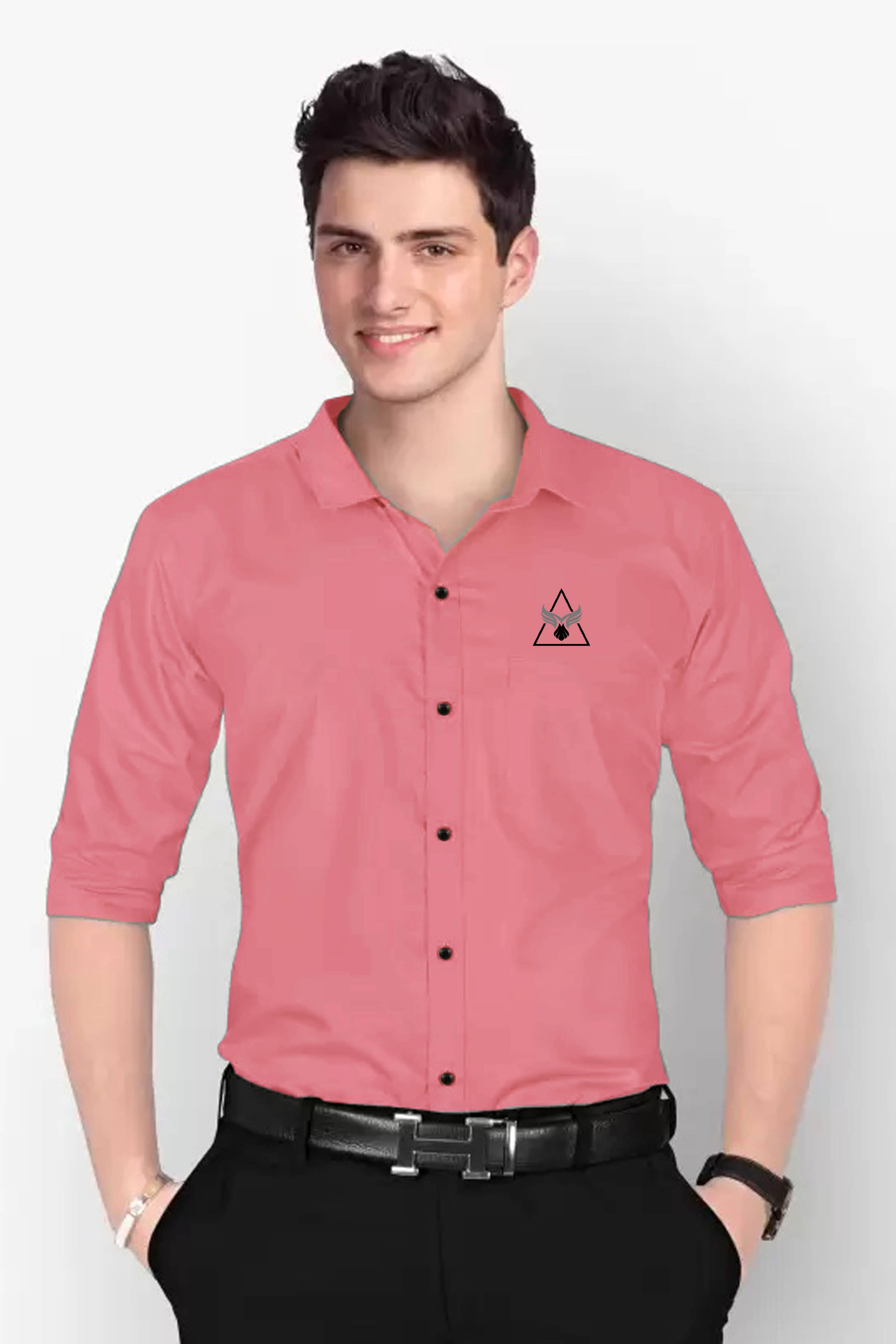 LENRIZA Cotton Blend Slim Fit Solids Full Sleeves Men's Casual Shirt - Pink ( Pack of 1 ) LENRIZA Cotton Blend Slim Fit Solids Full Sleeves Men's Casual Shirt - Pink ( Pack of 1 )