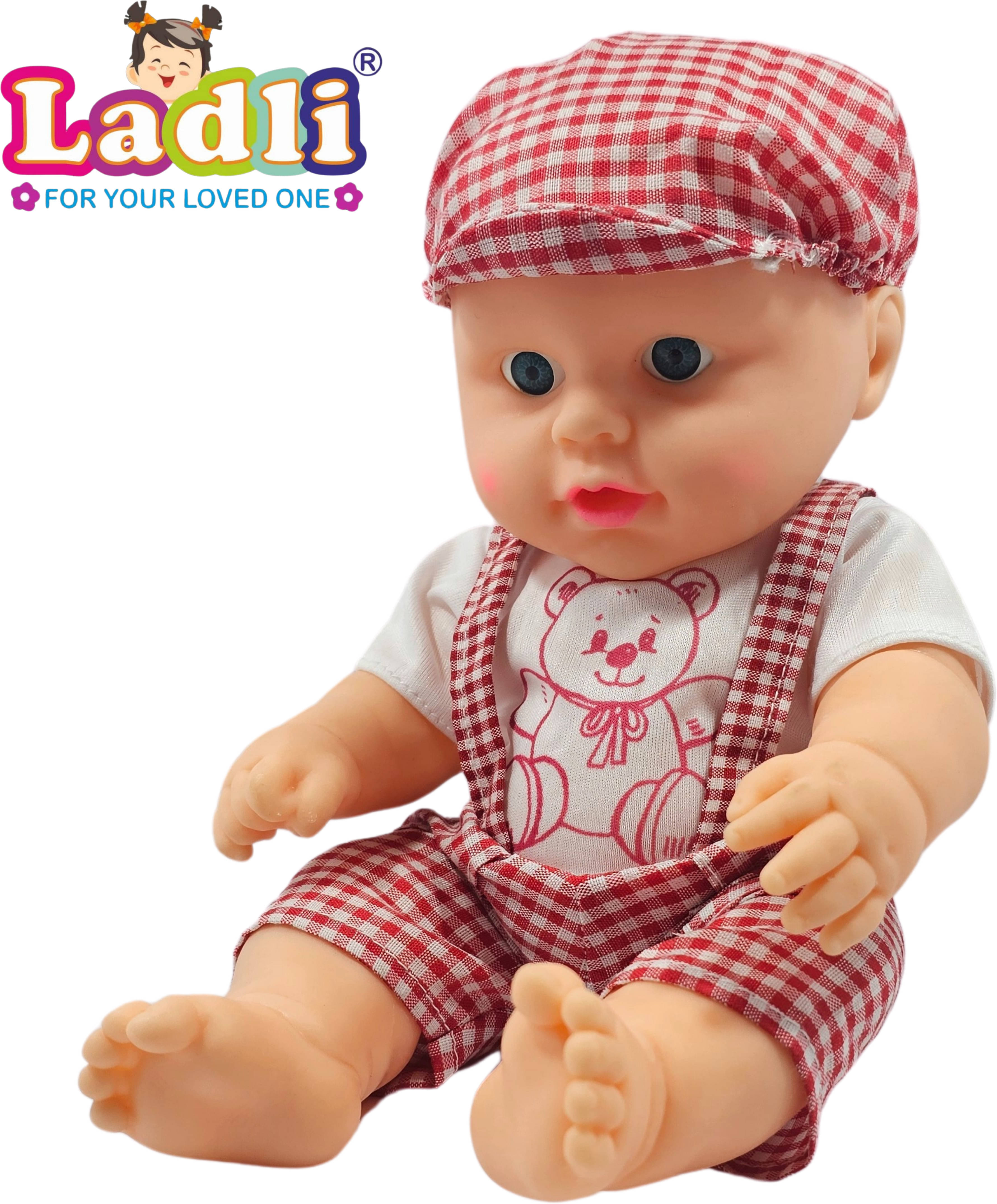 Little Soft Feel Smiling Teddy Boy in Printed Dress Golu Baba Feeding Doll_C Little Soft Feel Smiling Teddy Boy in Printed Dress Golu Baba Feeding Doll_C