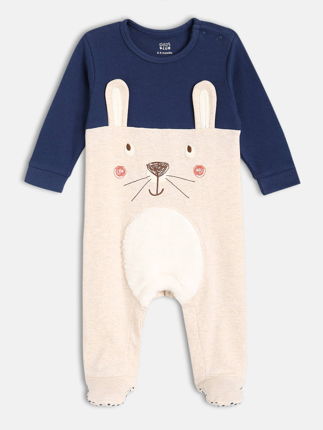     			MINI KLUB Pack of 1 Baby Boys 100% Cotton Sleepsuits ( White )