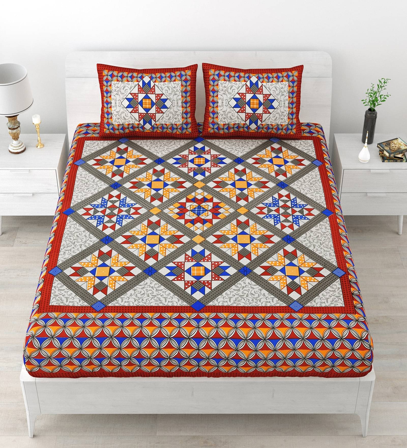     			Majestic Cotton 1 Double Bedsheet with 2 Pillow Covers ( Red )